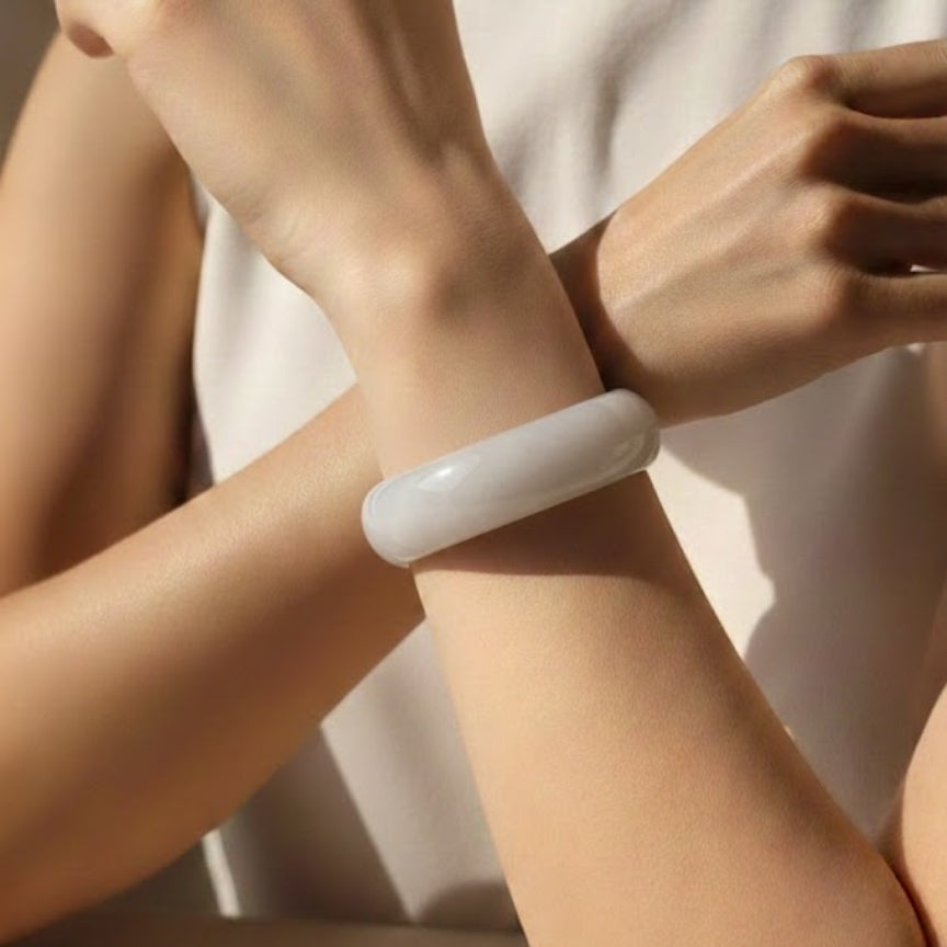 Frosted White Dome Resin Bangle