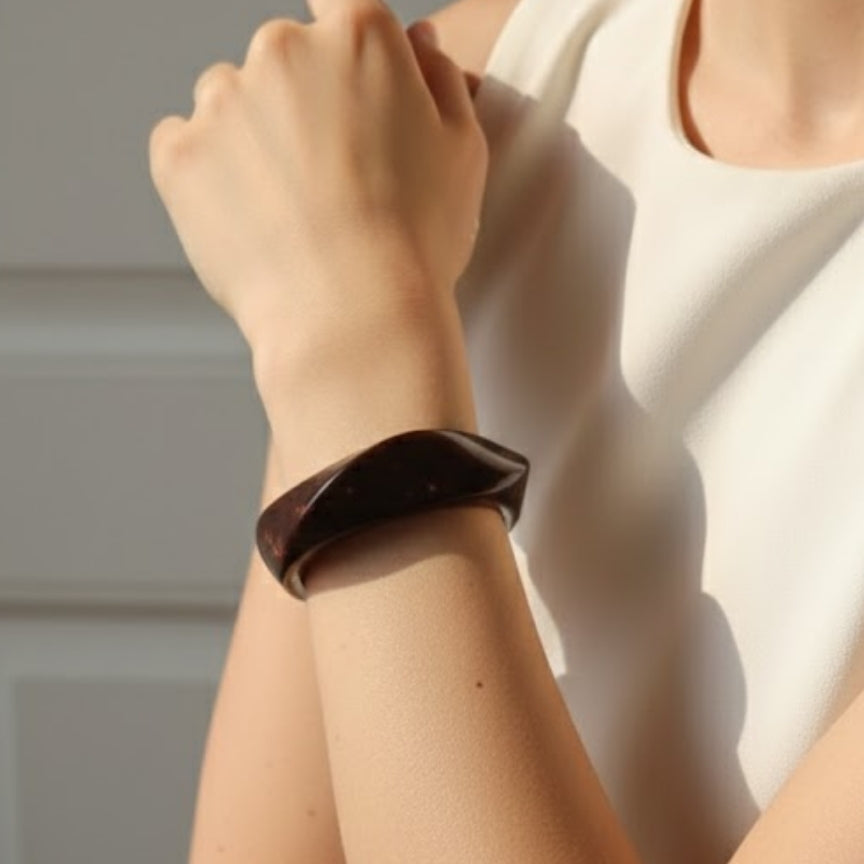Choco Marble Wave Resin Bangle