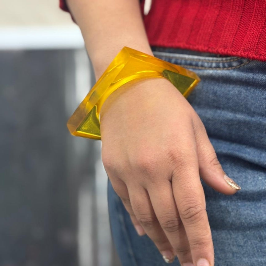 Crystal Yellow Sunbeam Square Resin Bangle