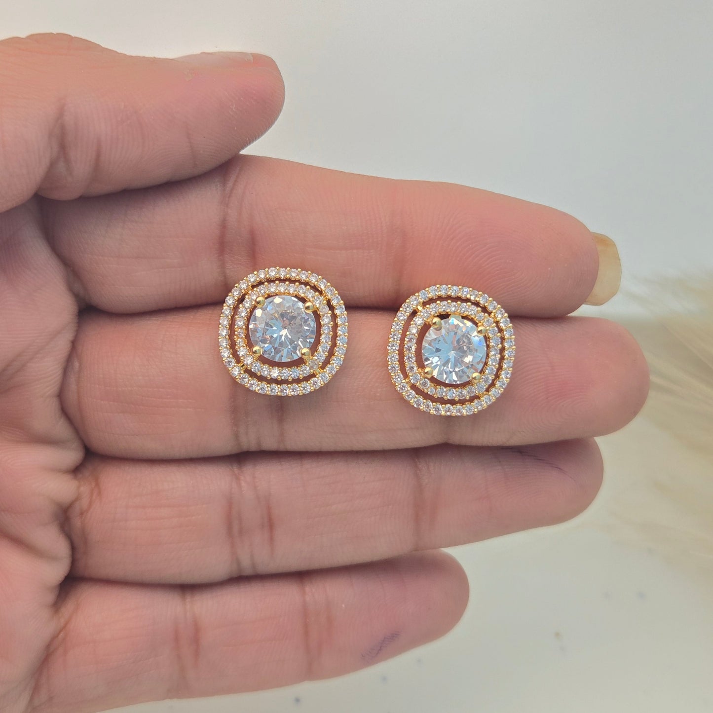 Classic Halo Crystal Stud Earrings