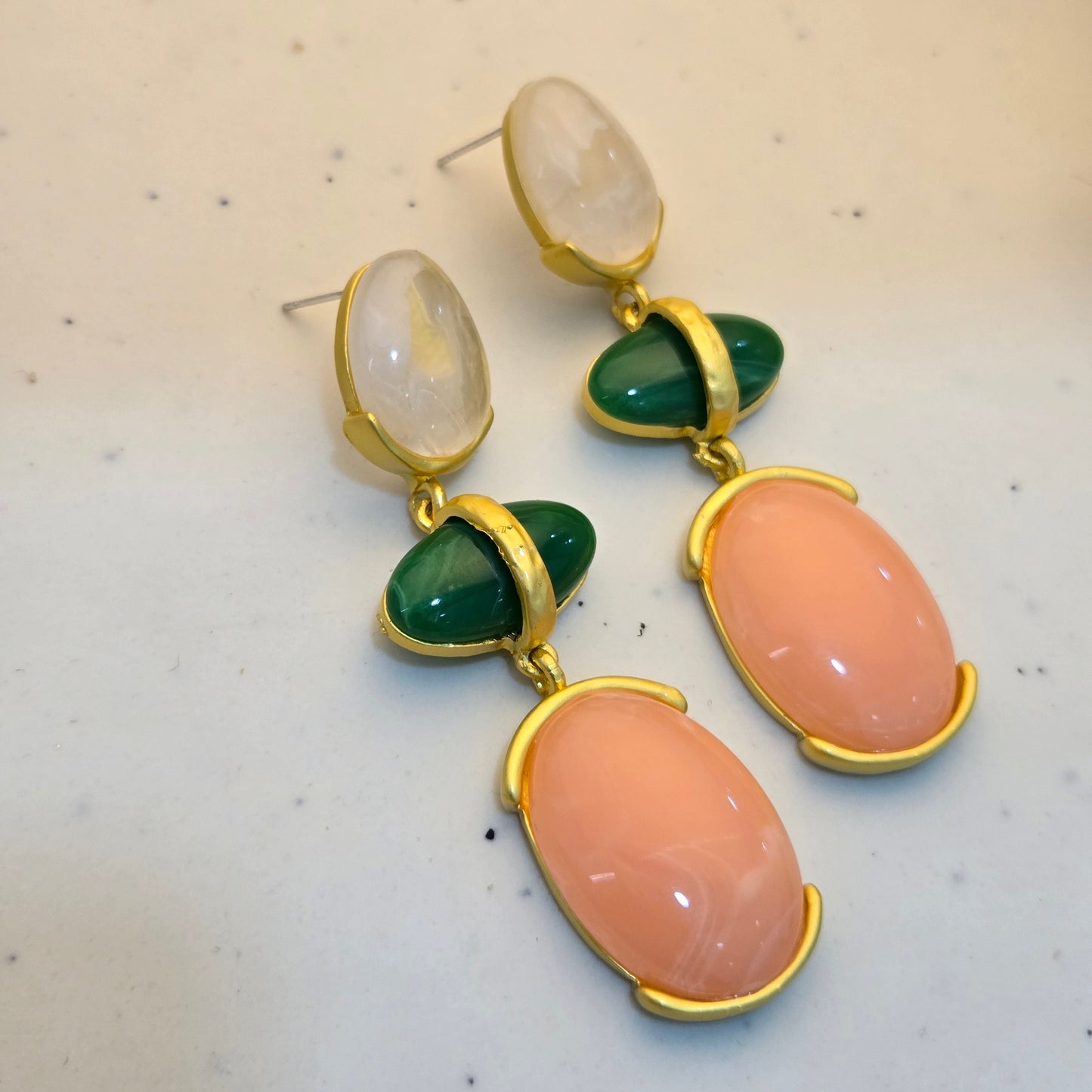 Gilded Pastel Trio Stone Statement Drops