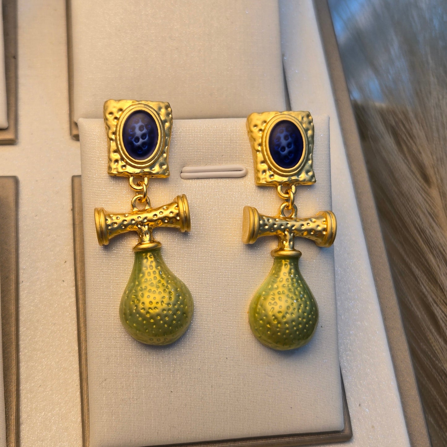Vintage Aegean Sea Drop Golden Earrings