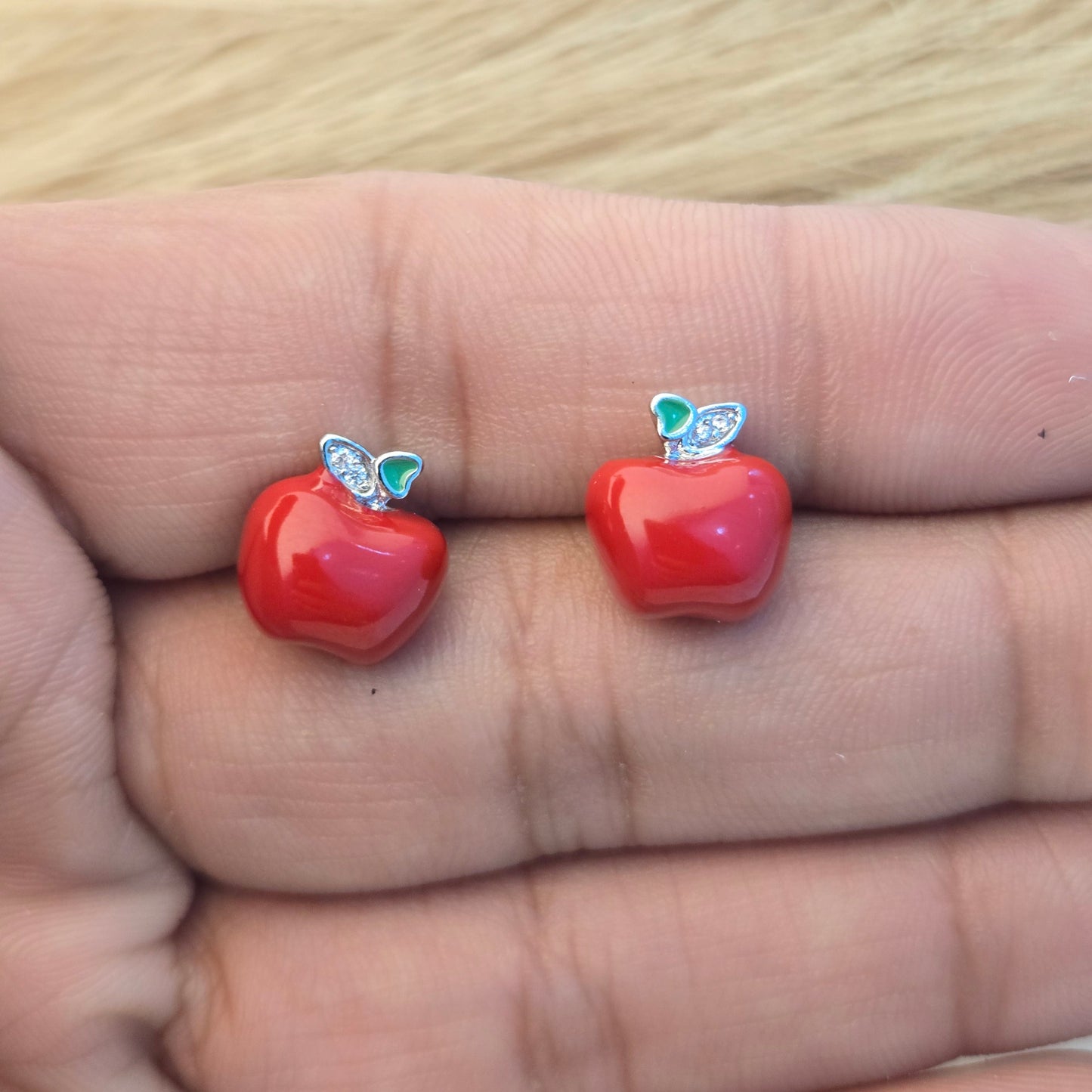 Mini Glossy Apple Stud Earrings