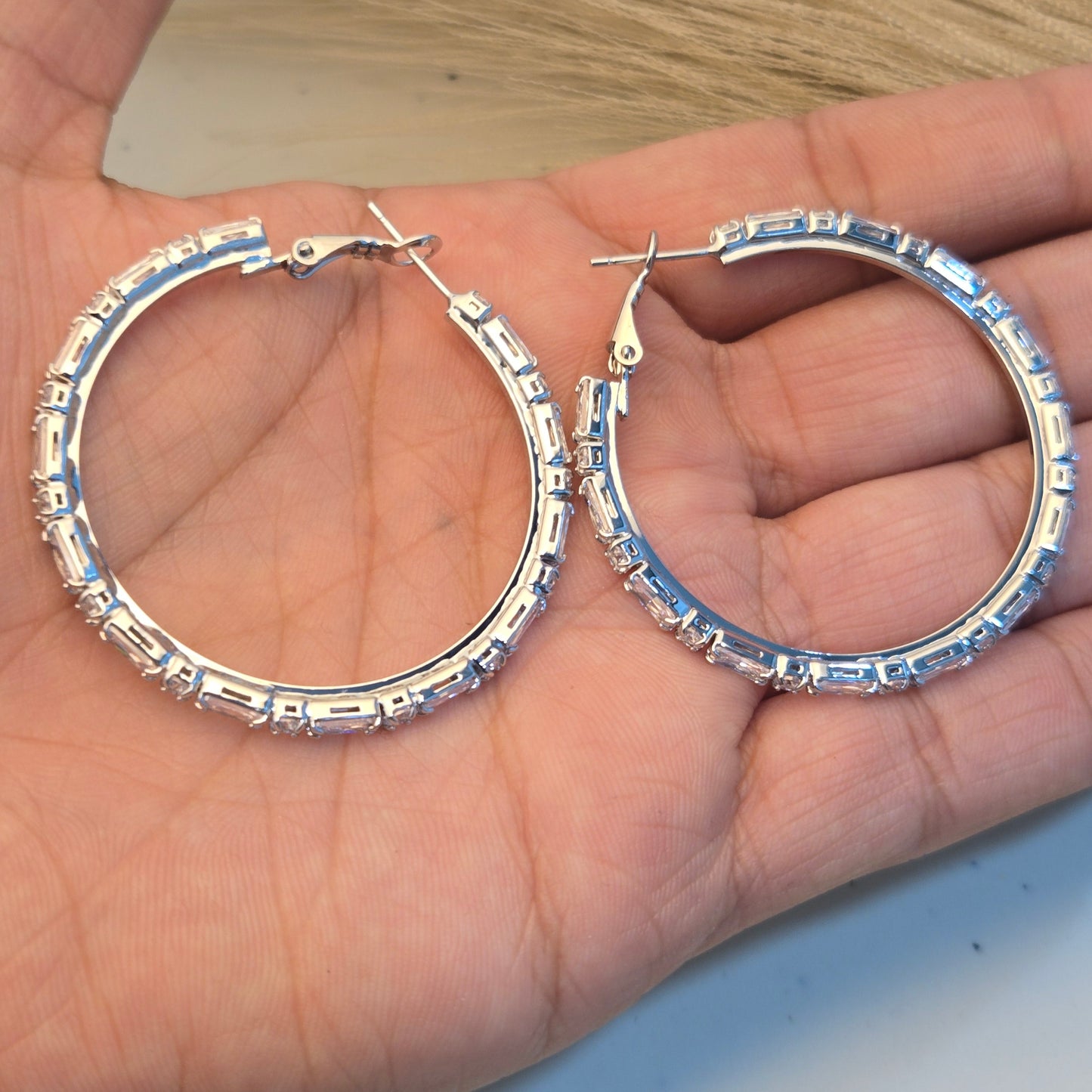 Silver Eternity Crystal Hoops