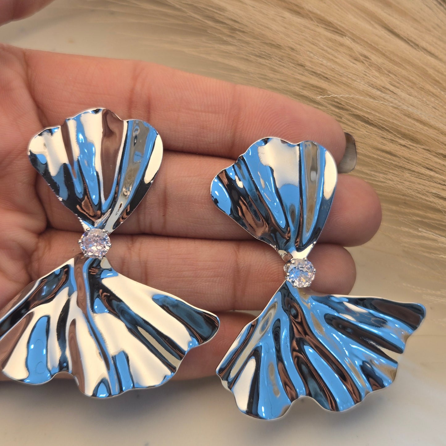 Silver Metallic Ribbon Studs