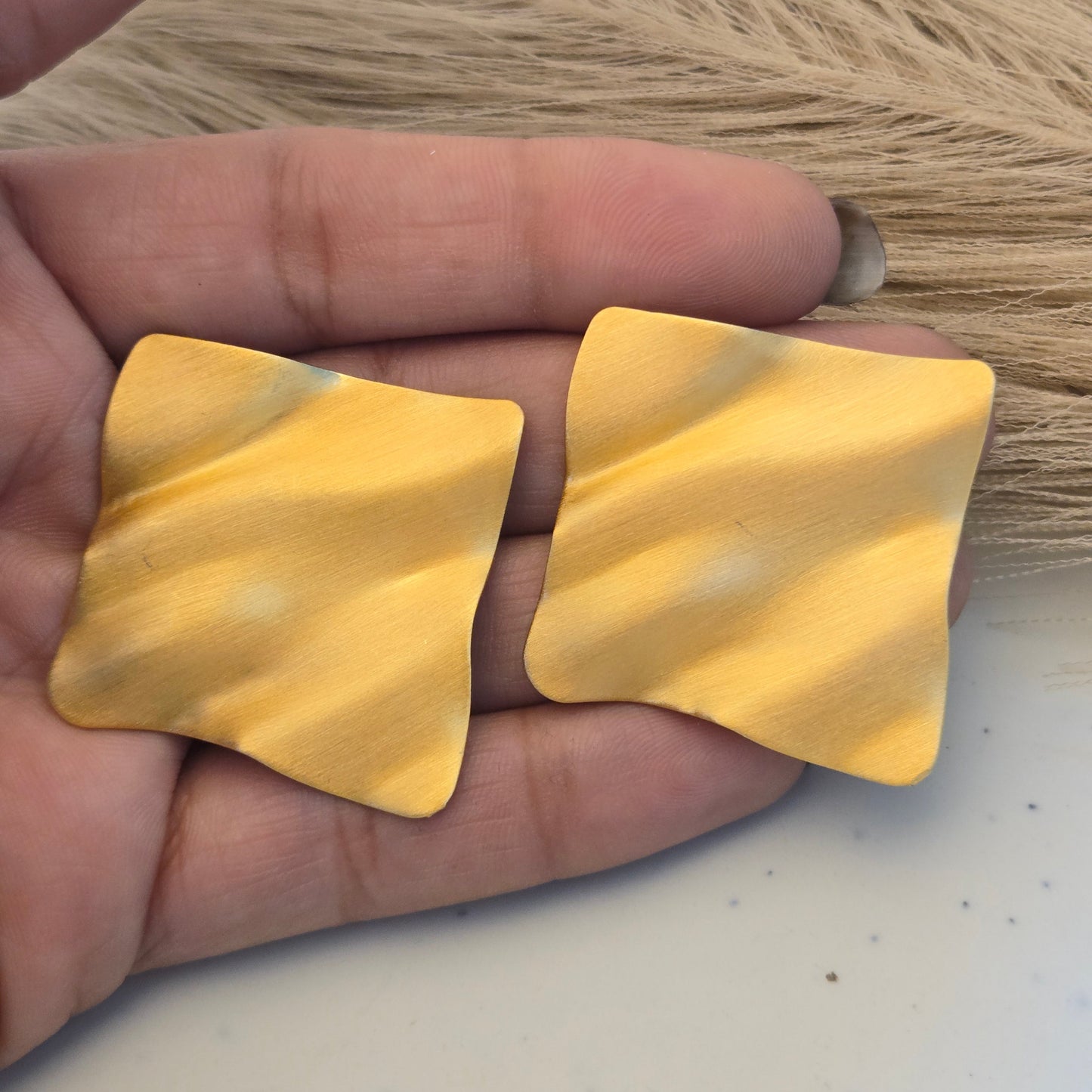 Abstract Matte Gold Geometric Studs