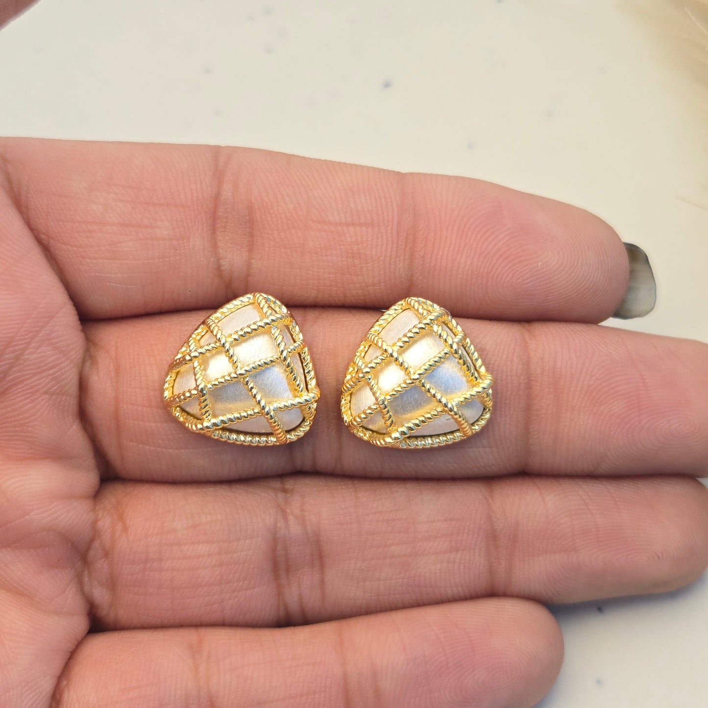 Twisted Rope Gold Mesh Stud Earrings