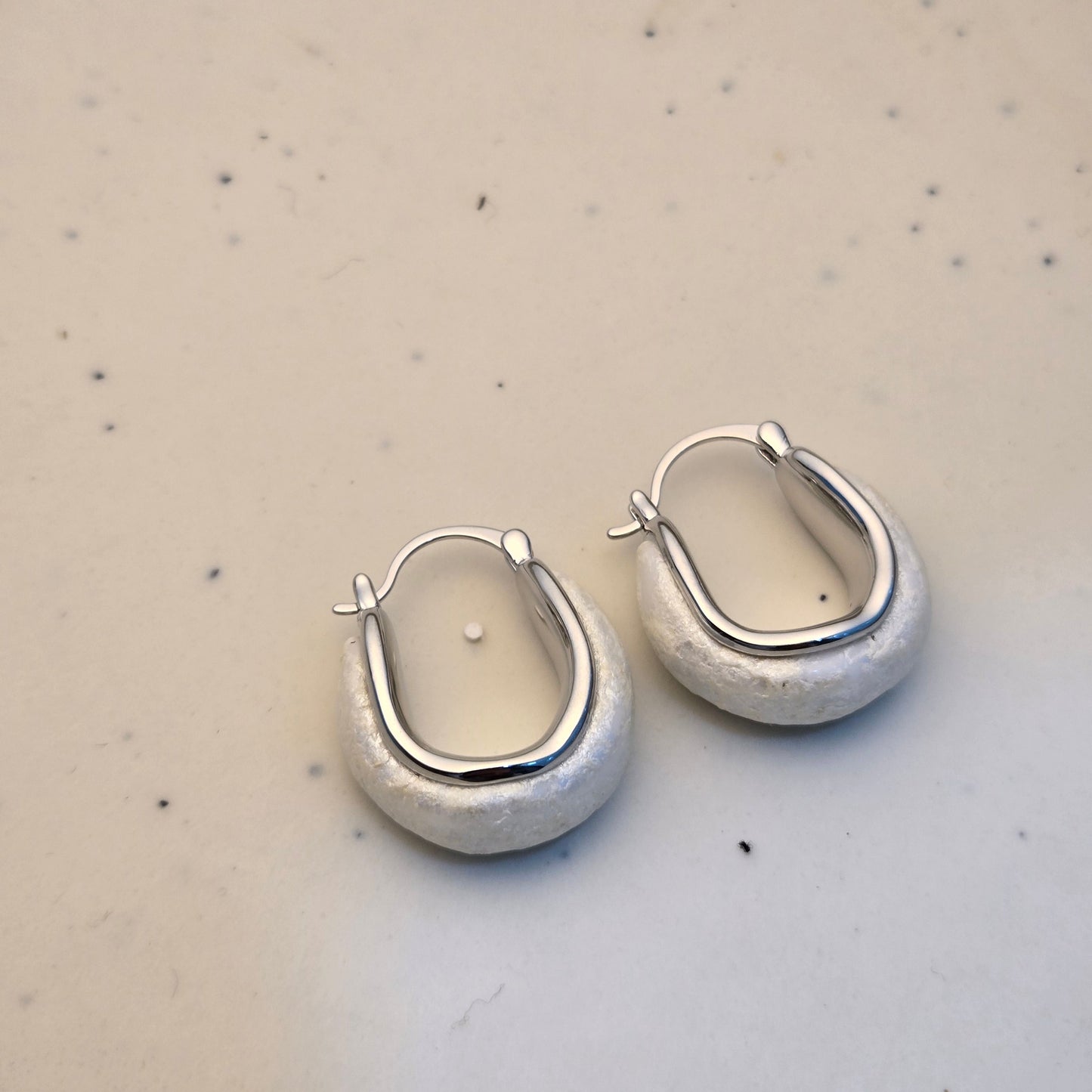 Frosted Glacier Silver Huggie Hoops