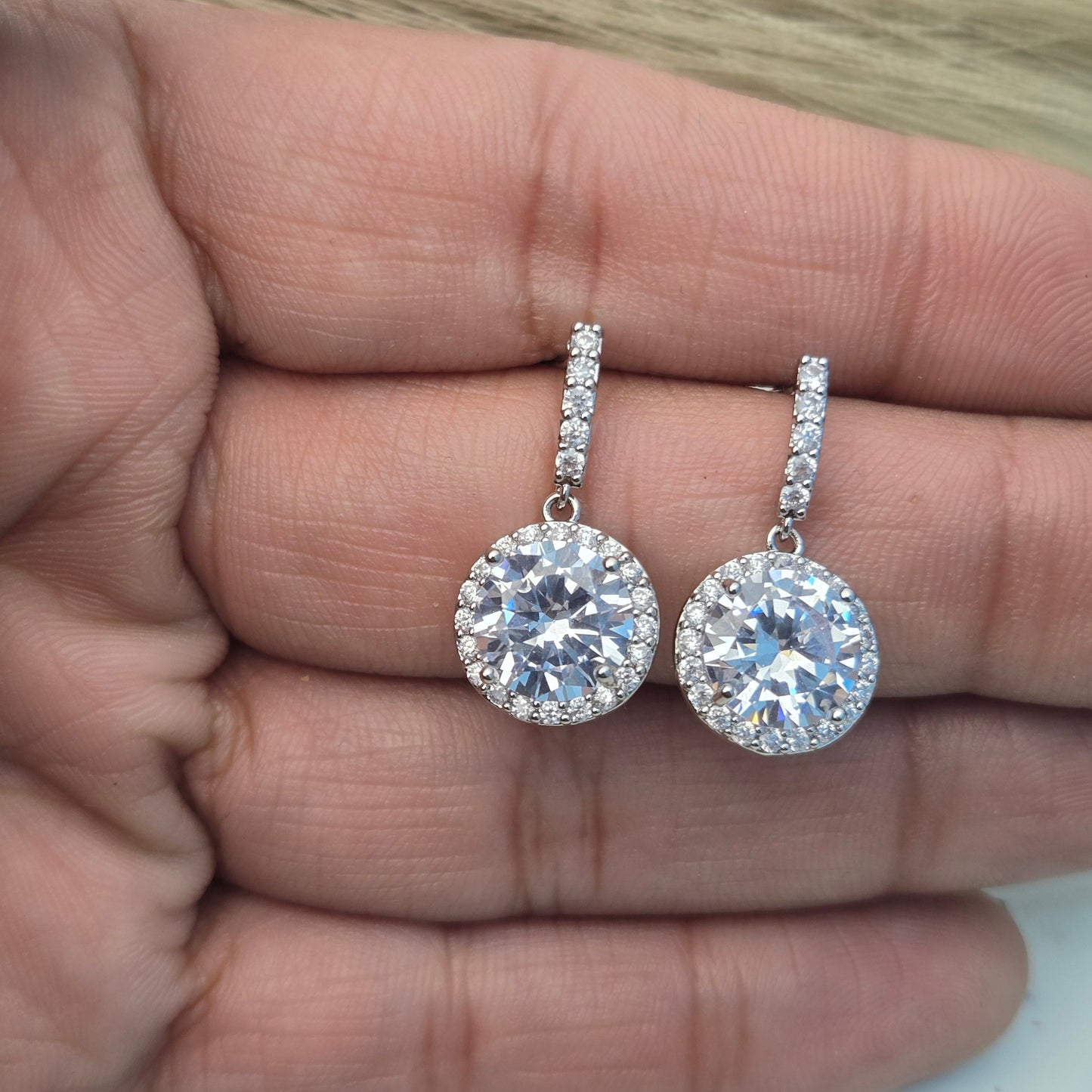 Minimal Drop Style Diamond studded Earrings
