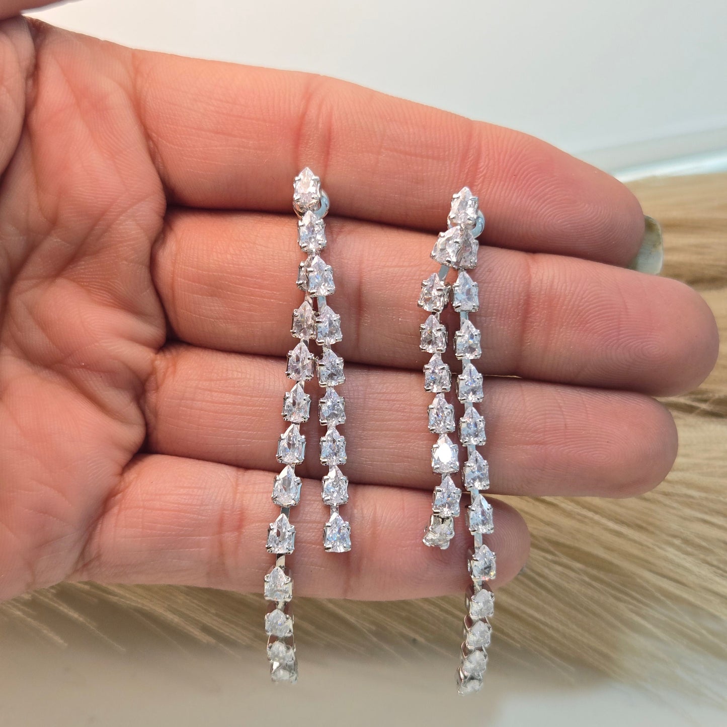 Pure Sparkle Silver Statement Earrings
