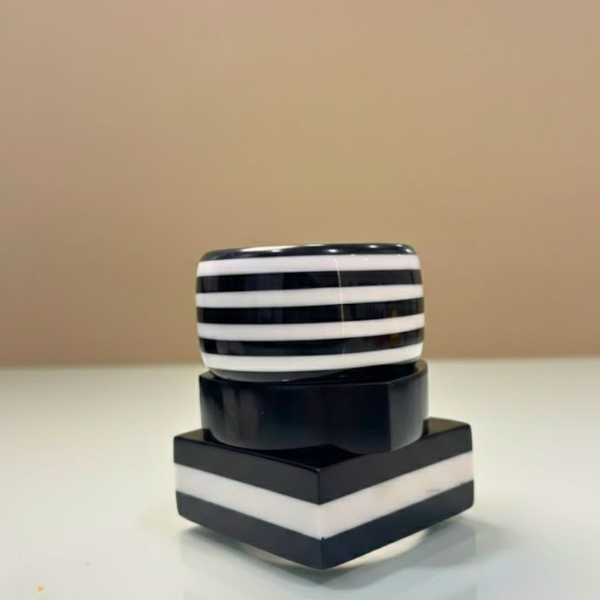 Chic Mod Black & White Statement Bangle Stack