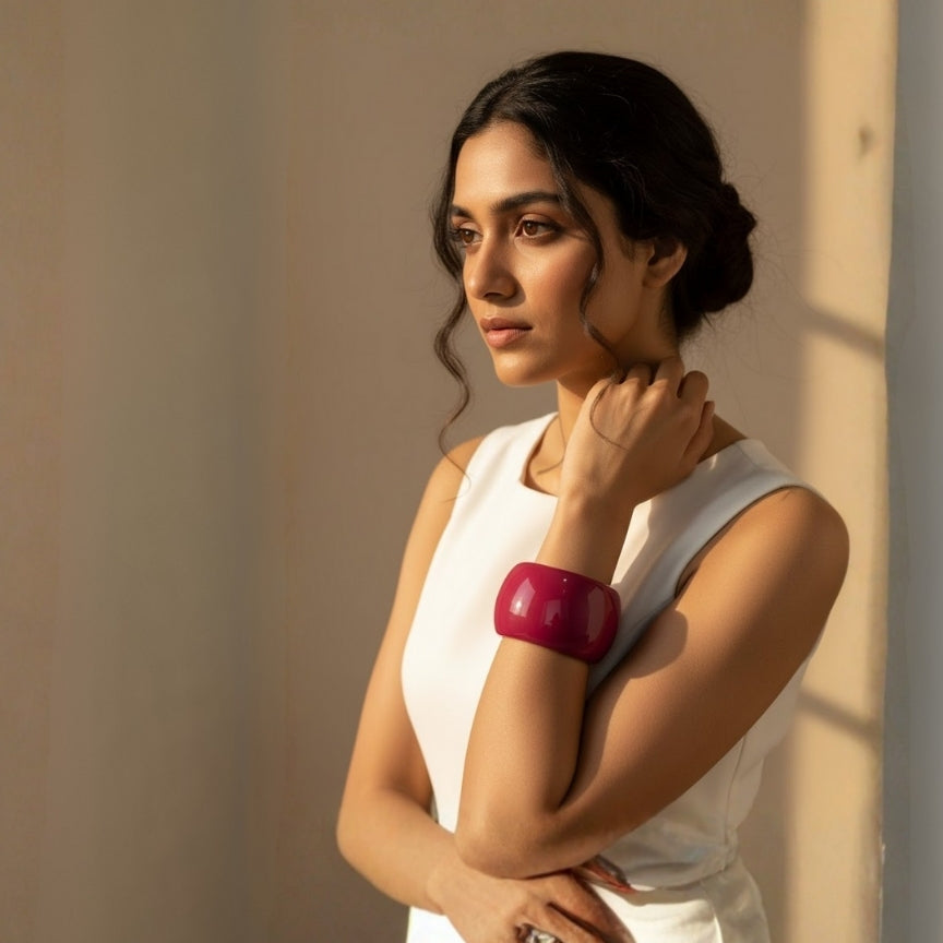 Deep Fuchsia Magenta Dome Resin Bangle