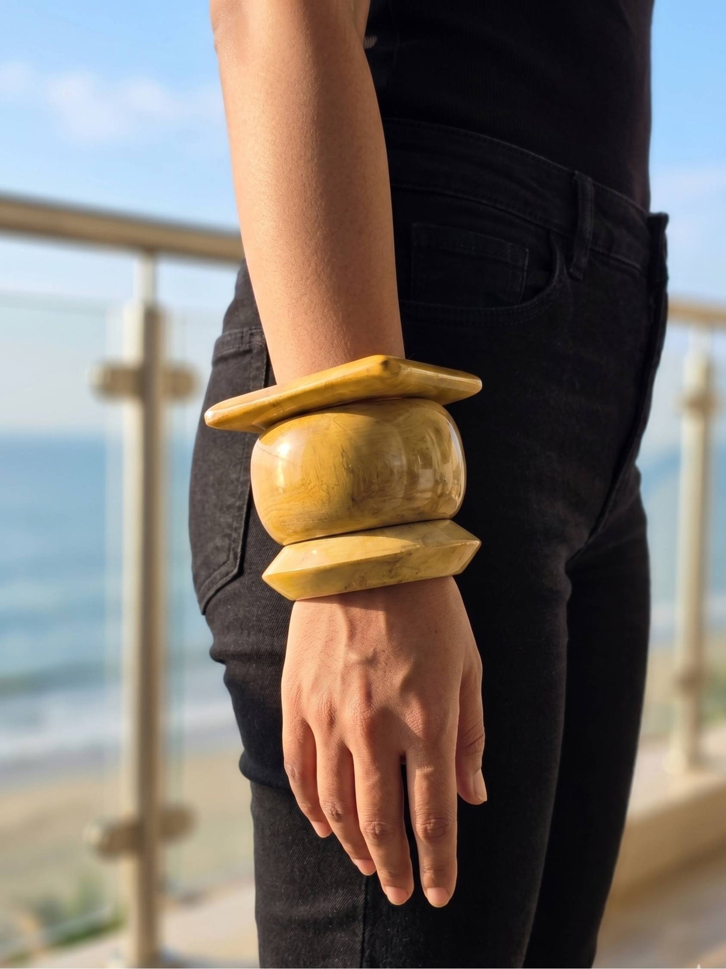Mist Handmade Brown Wooden Bangle