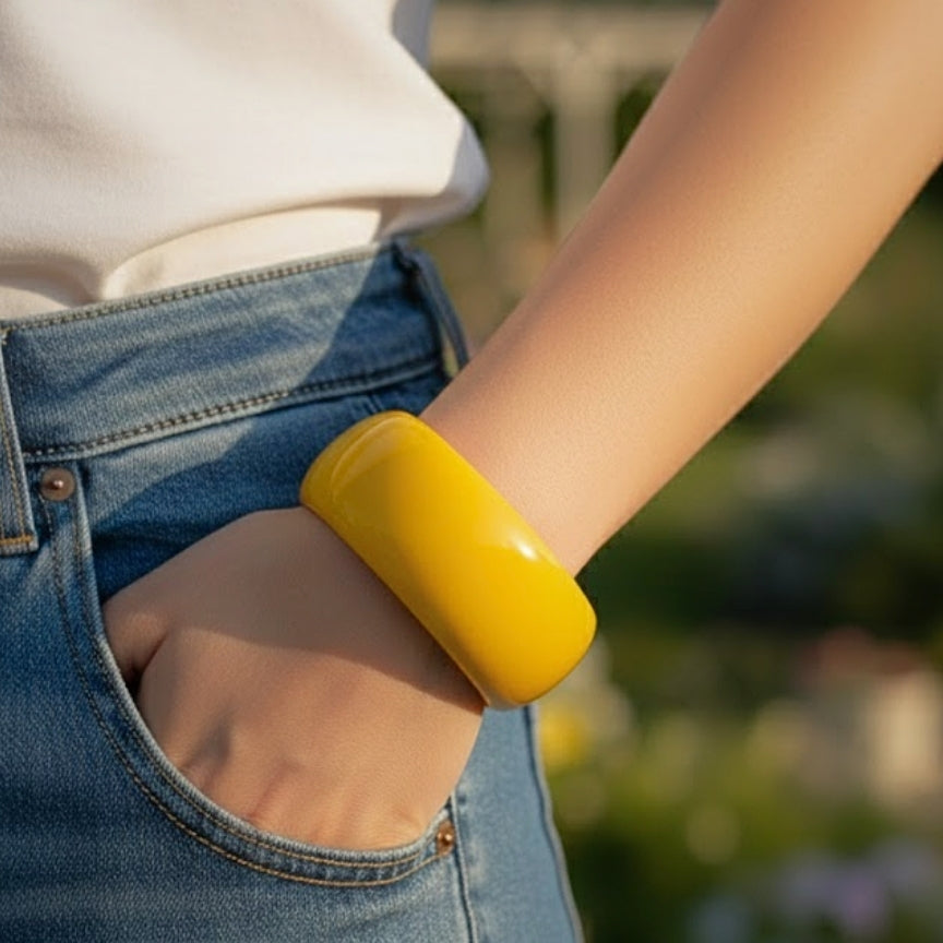 Yellow Mango Dome Acrylic Bangle
