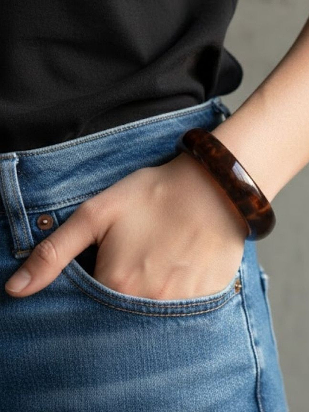 Tortoiseshell Resin Bangle for Women