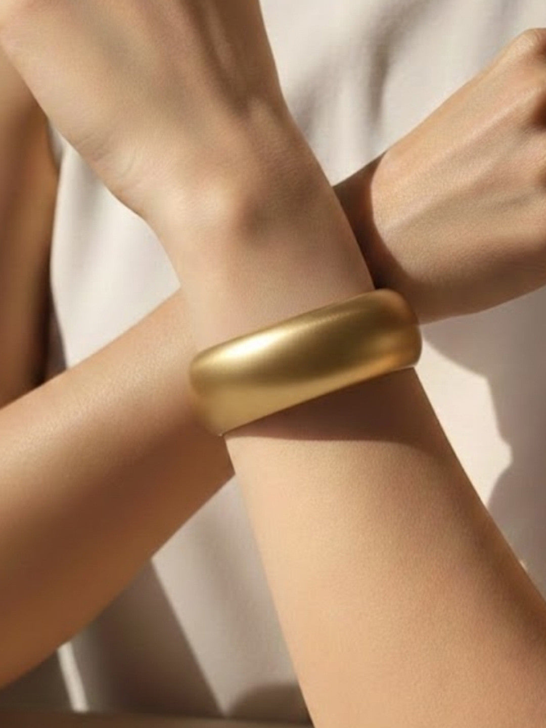 Matte Gold Resin Cuff Bangle for Women - Set of 2