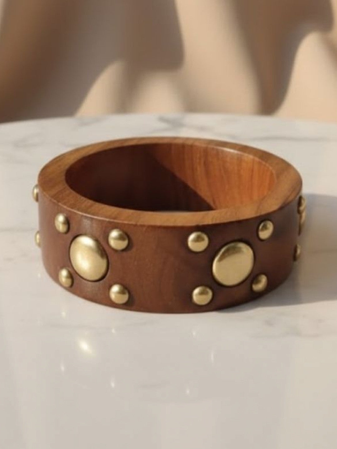 Gold-Studded Wooden Bangle for Women
