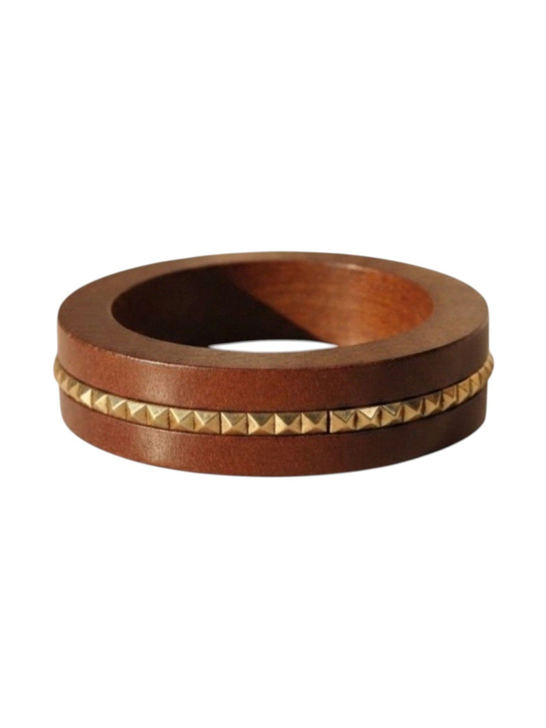 Gold-Studded Wooden Bangle for Women