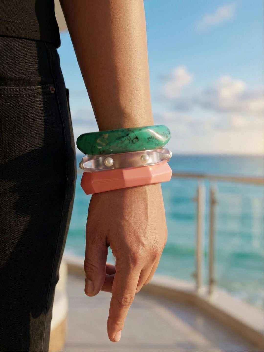 Resin & Acrylic Bangles for Women Set of 3