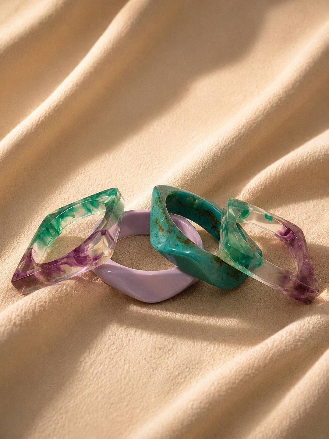 Marble Resin Bangles for Women Set of 4