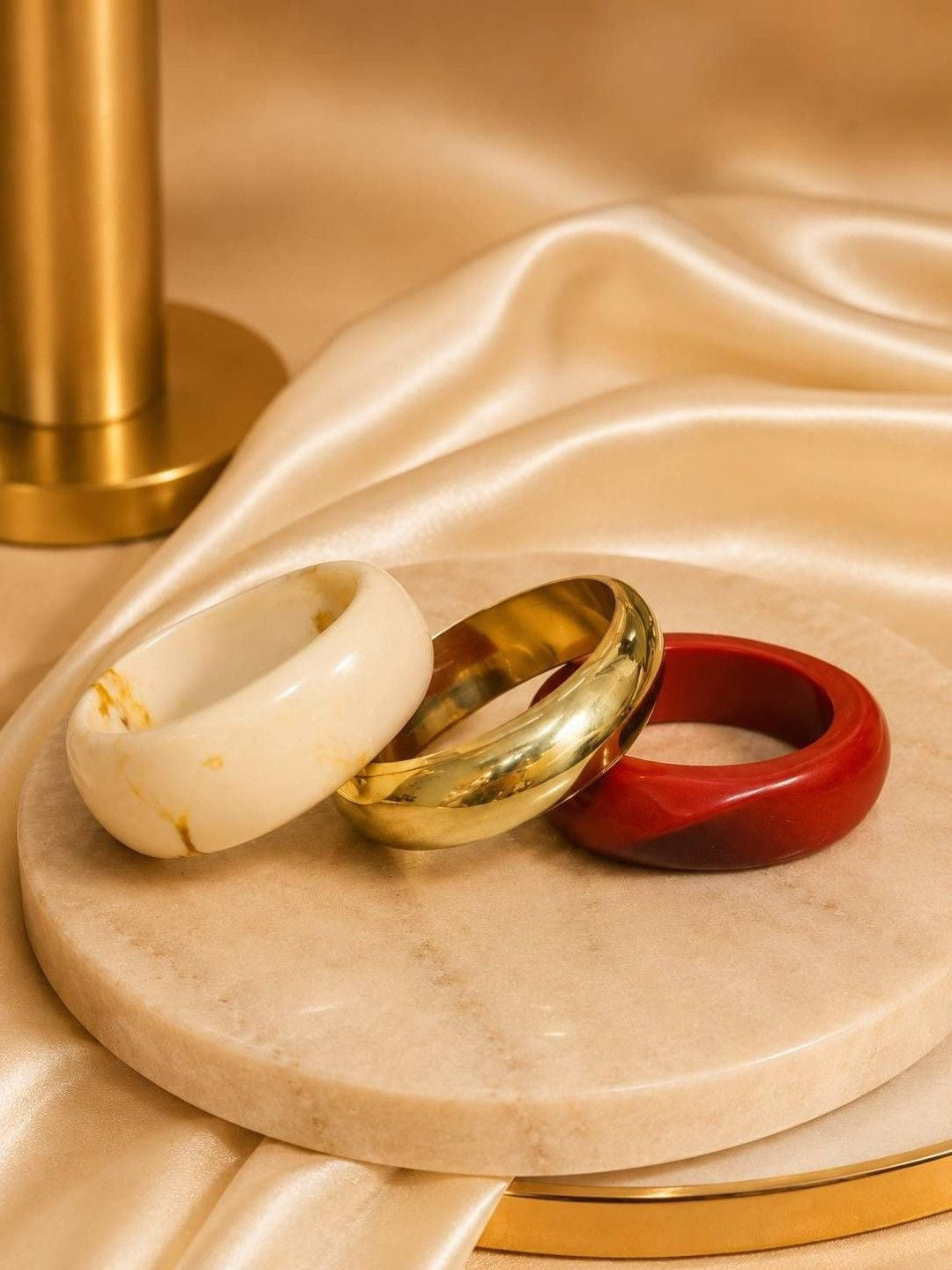 Resin & Gold-Tone Brass Bangle Set of 3