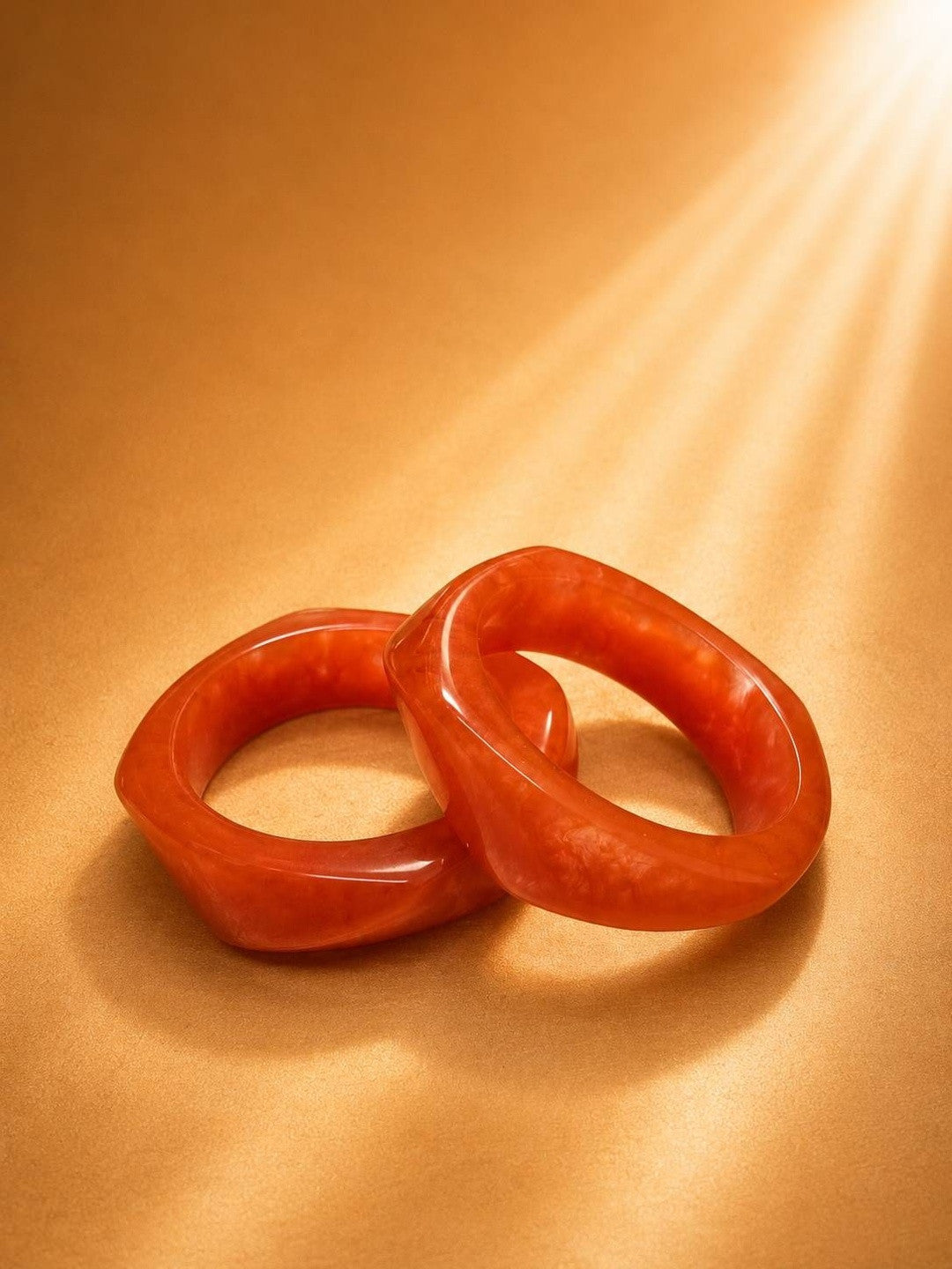 Orange Marble Resin Bangle Kada Set of 2