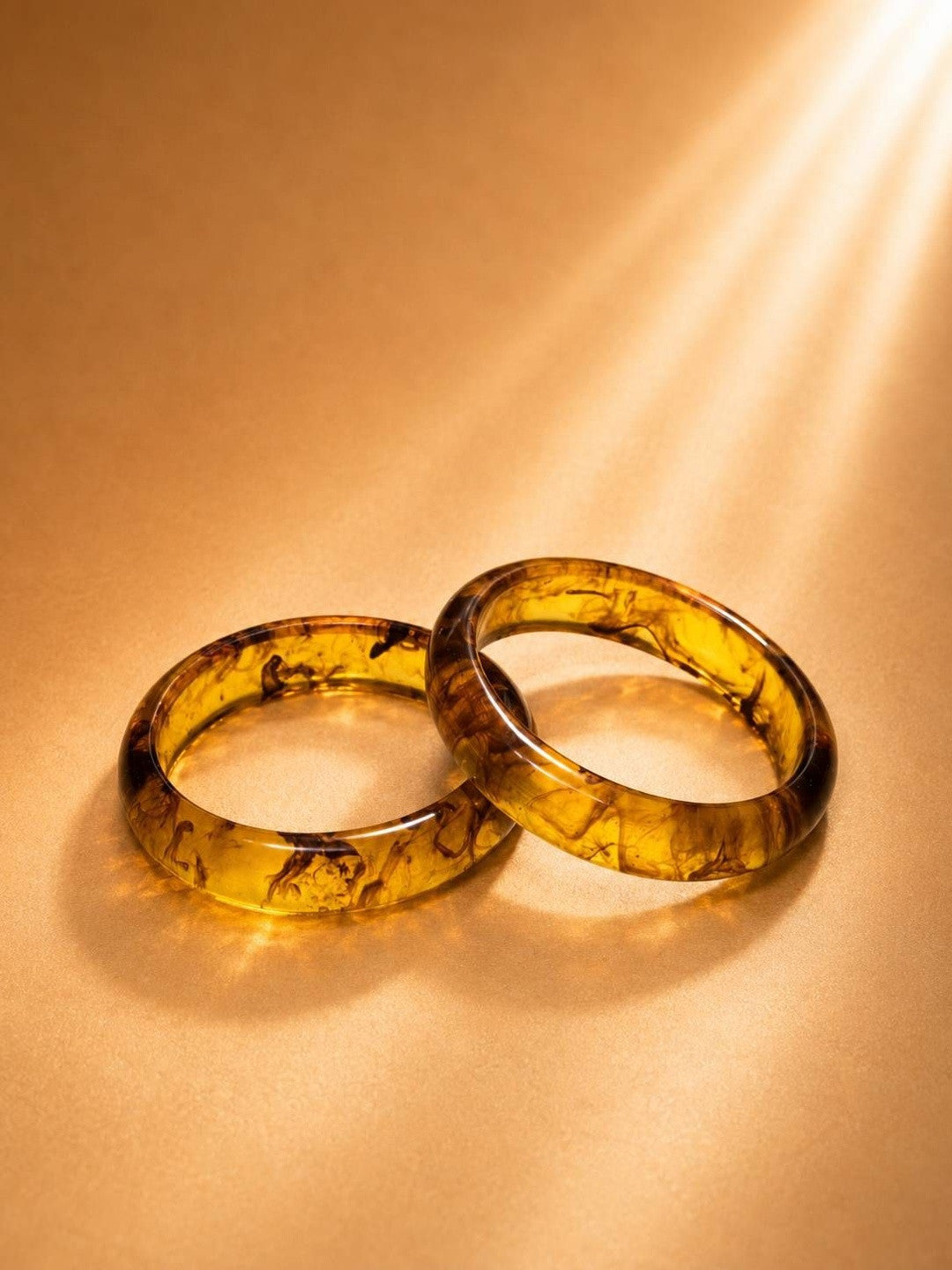 Amber Resin Bangles for Women Set of 2