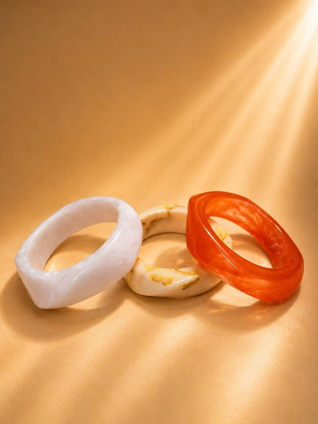 Marble Resin Bangles for Women Set of 3