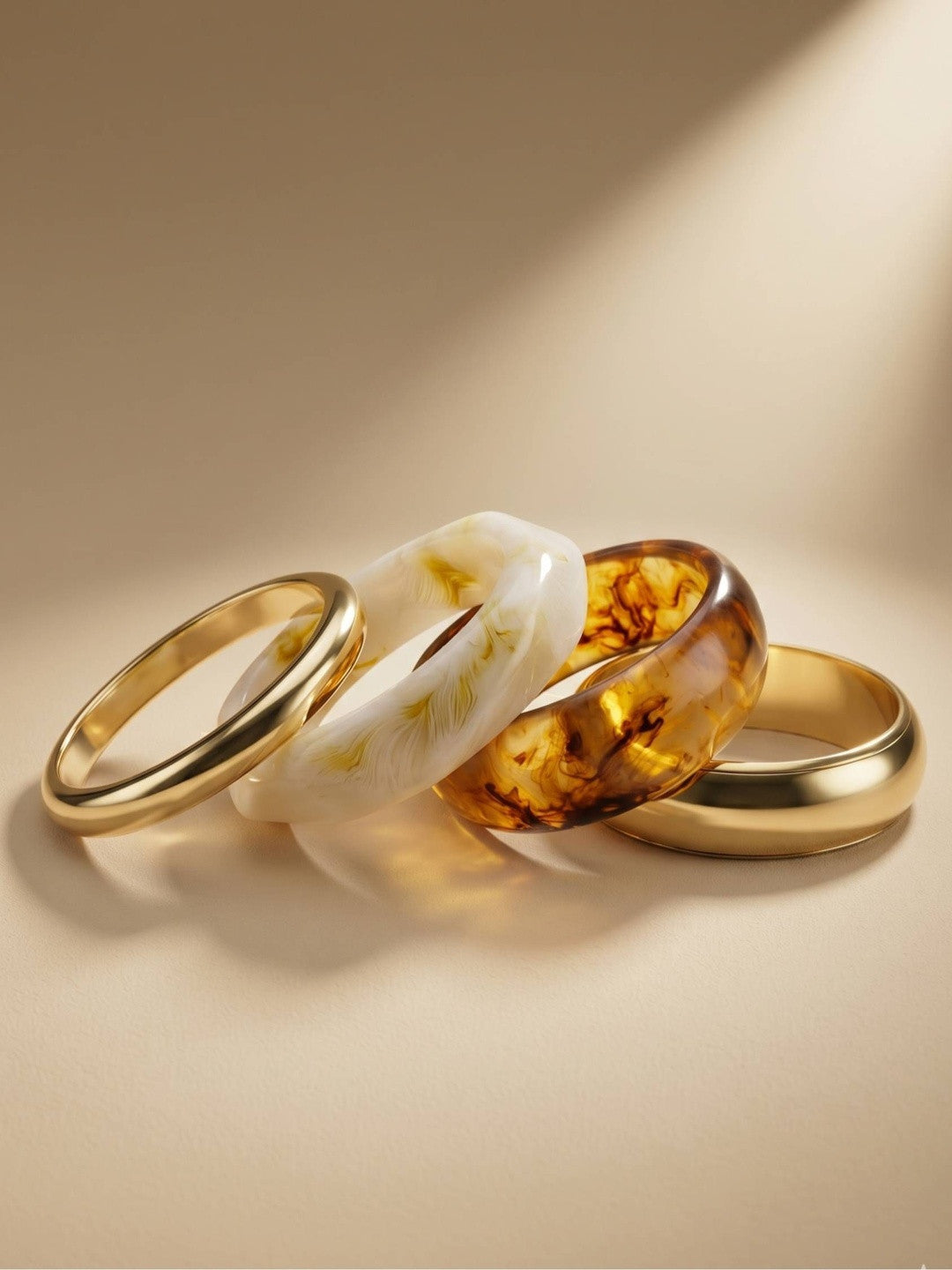 Gold-Plated Resin Chunky Bangles Set of 4