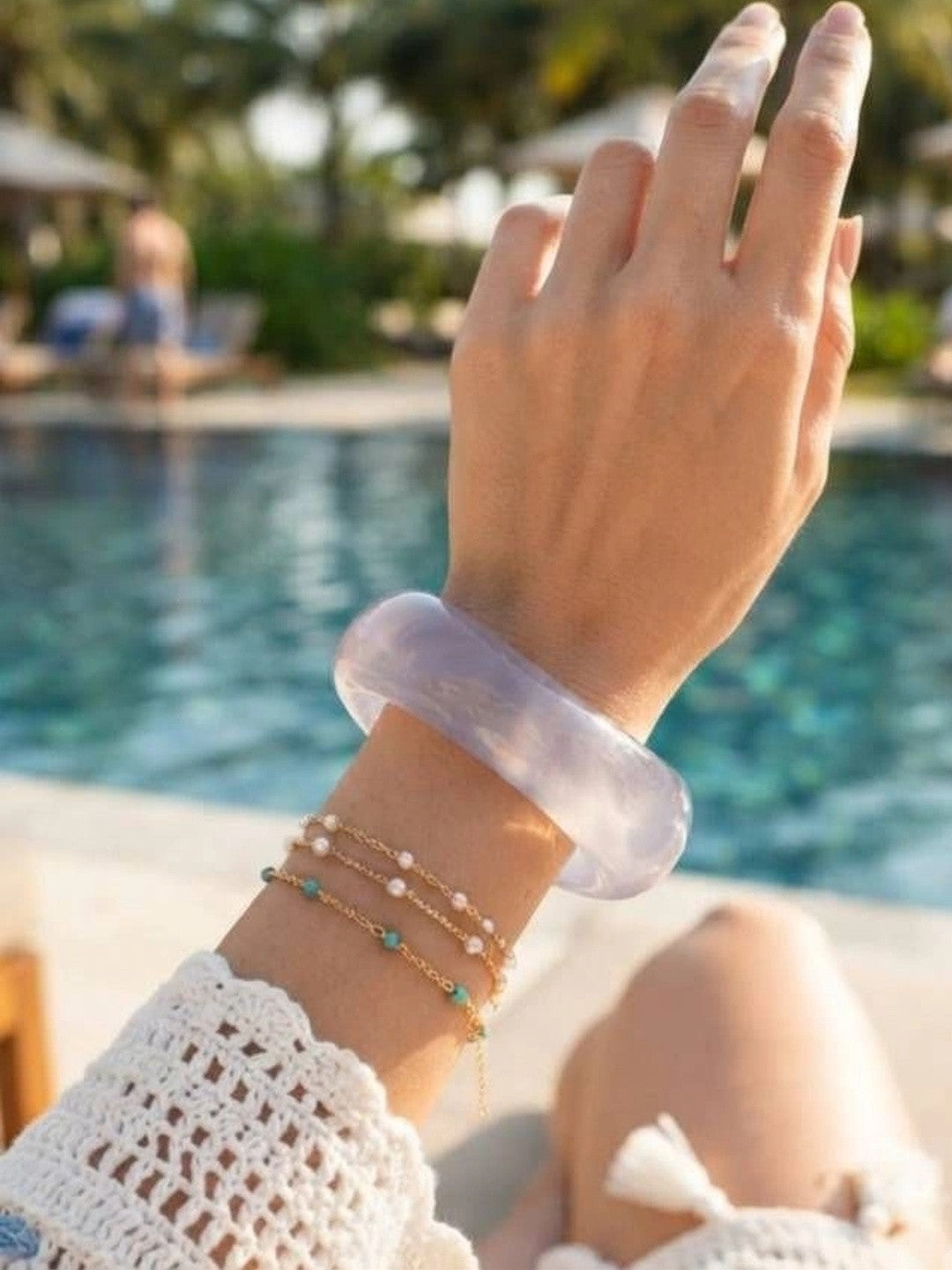 Clear Resin Bangle Bracelet for Women