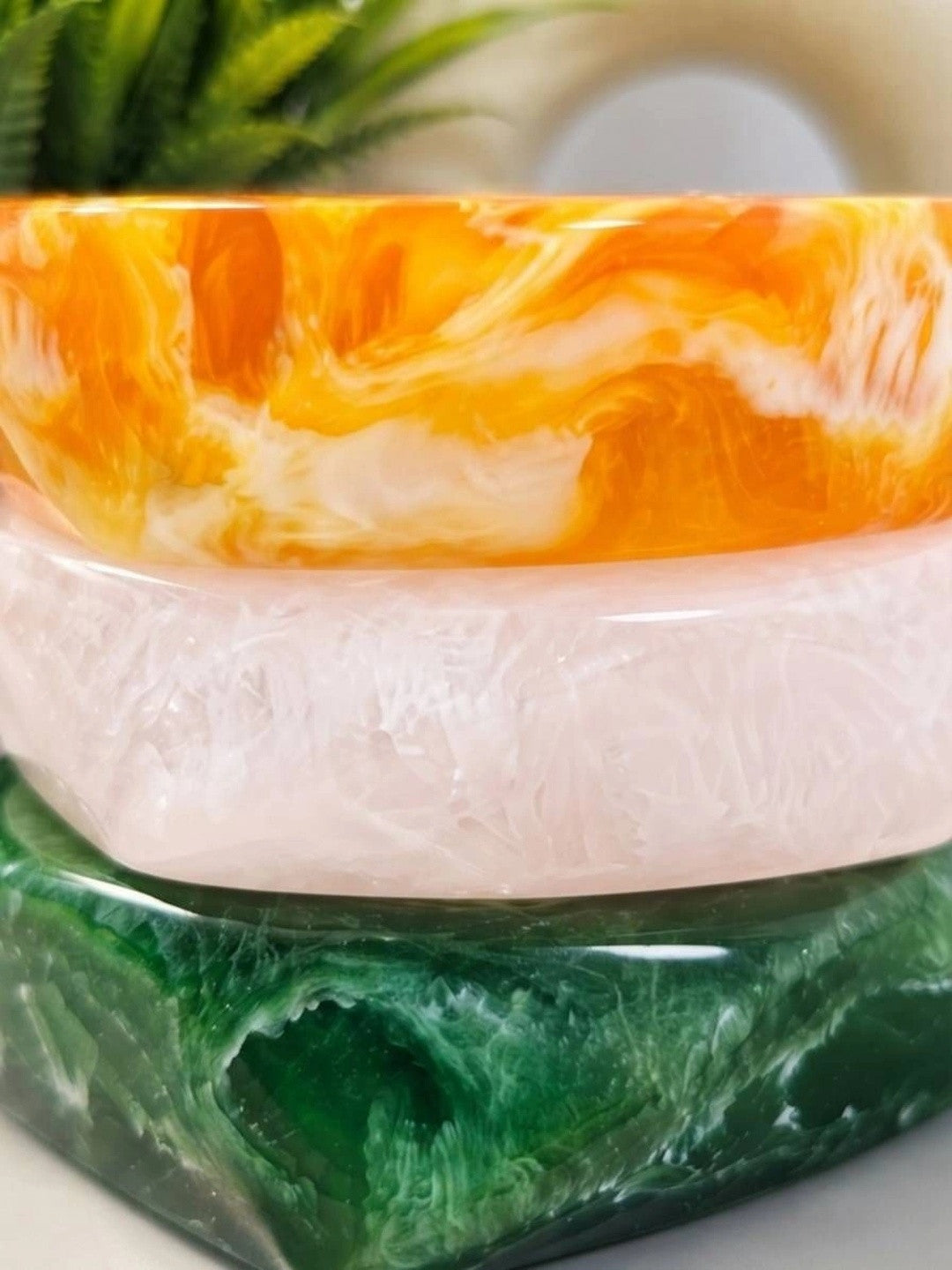 Tricolour Resin Bangles for Women Set of 3