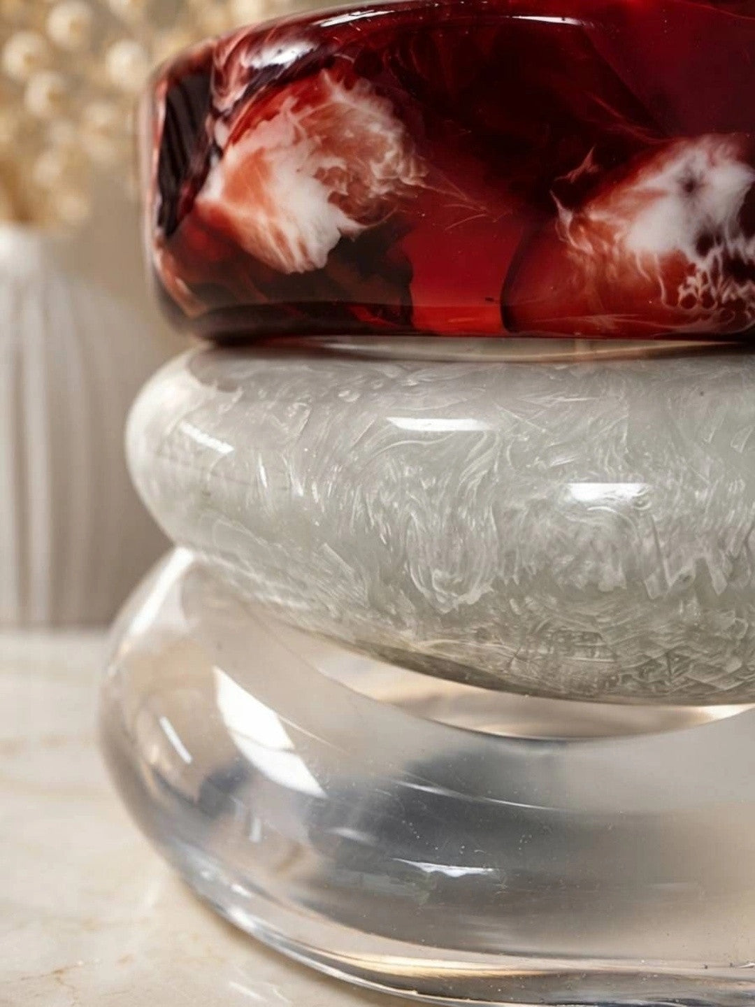 Resin Marble Finish Bangles for Women Set of 3