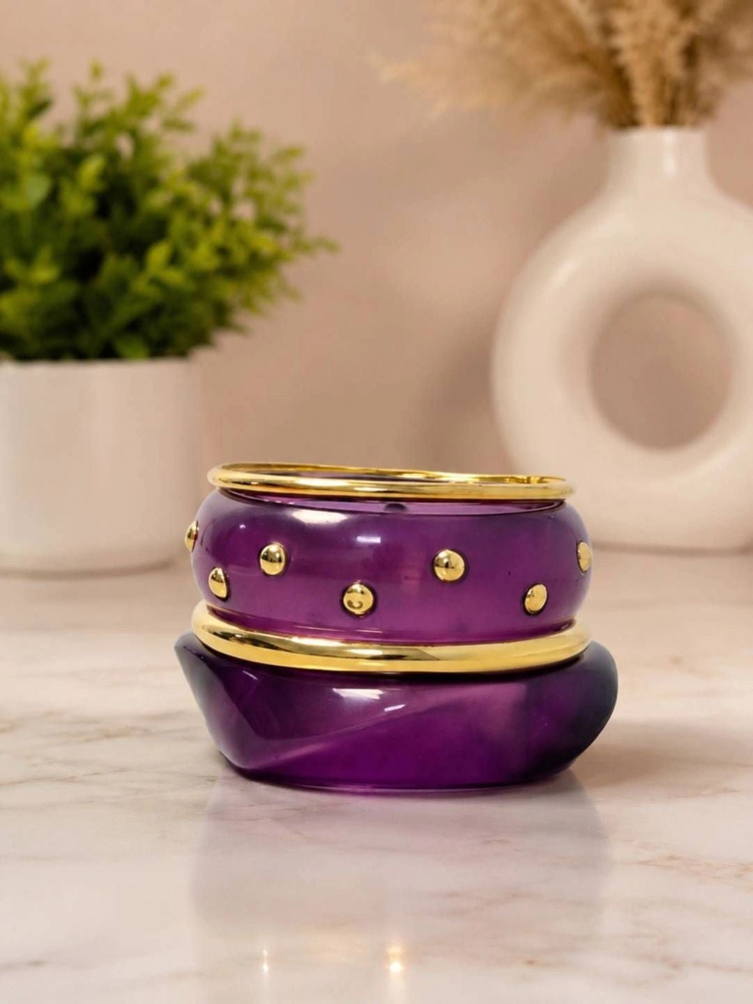 Purple Resin Studded Bangles for Women