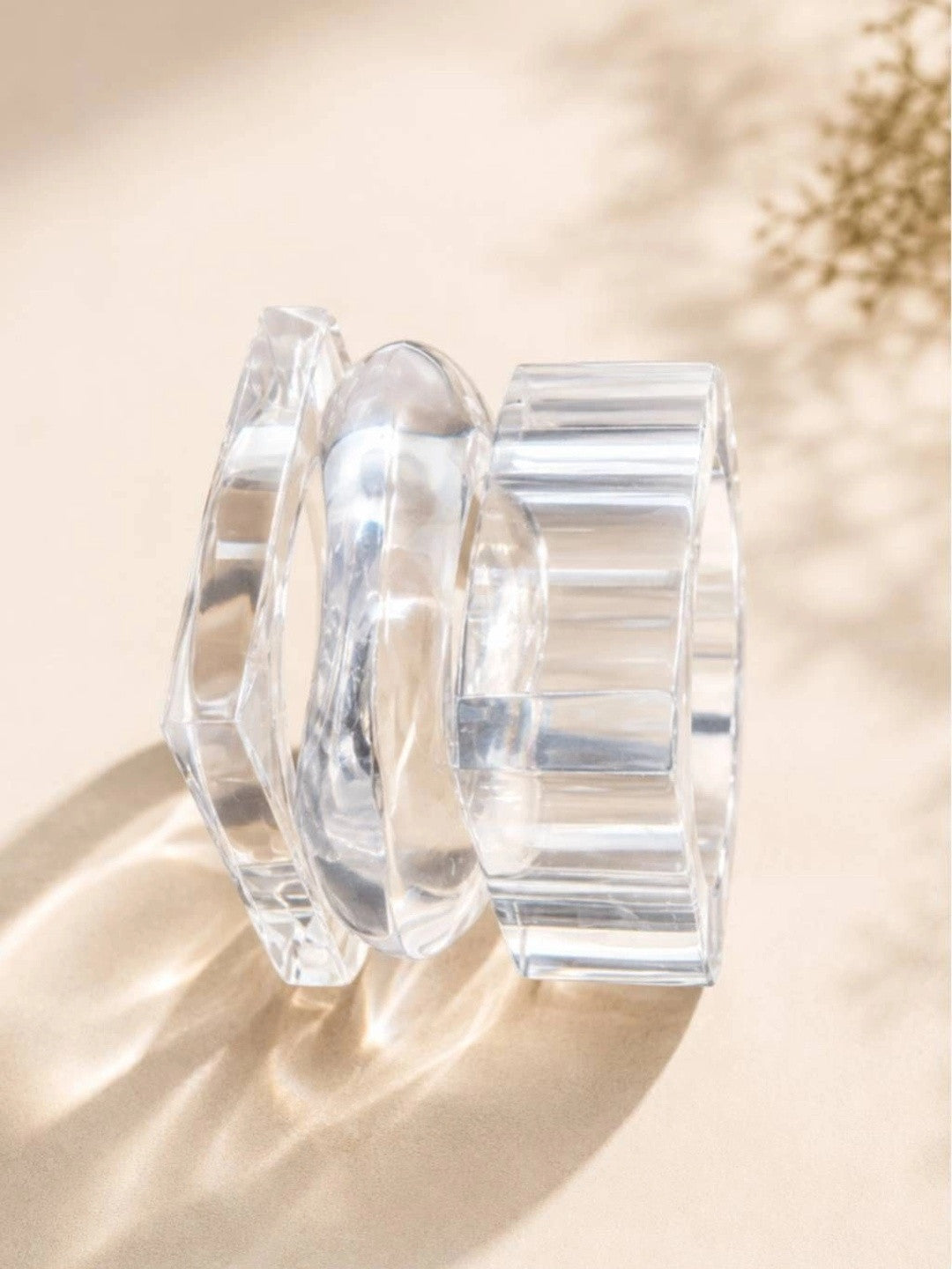 Clear Resin Bangles for Women Set of 3