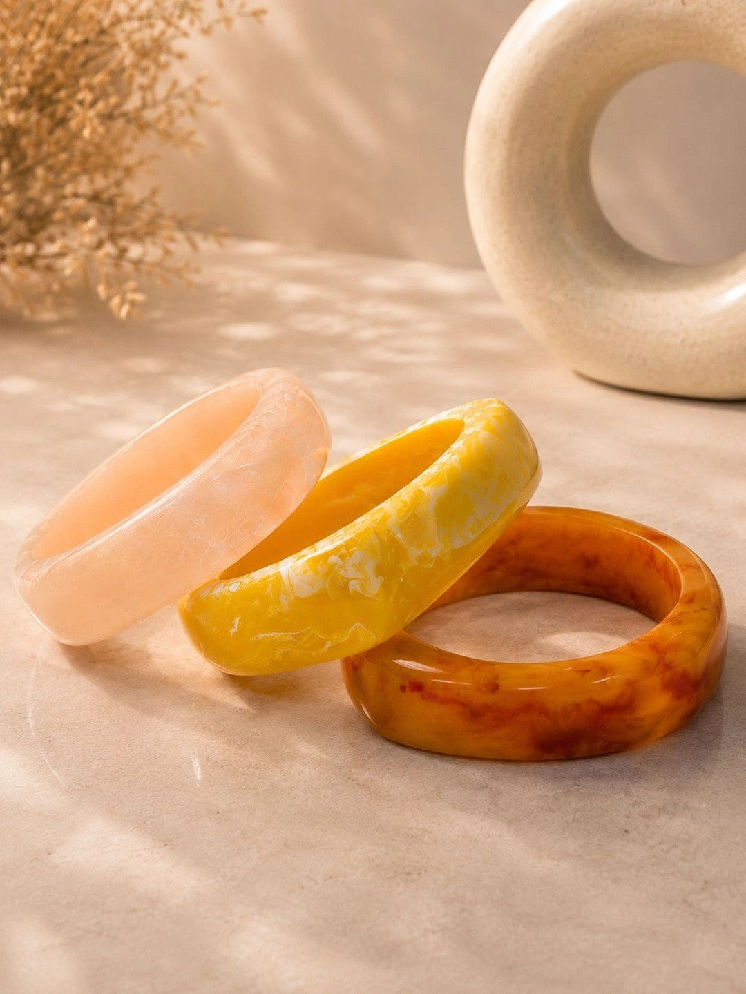 Marble Resin Bangles for Women Set of 3