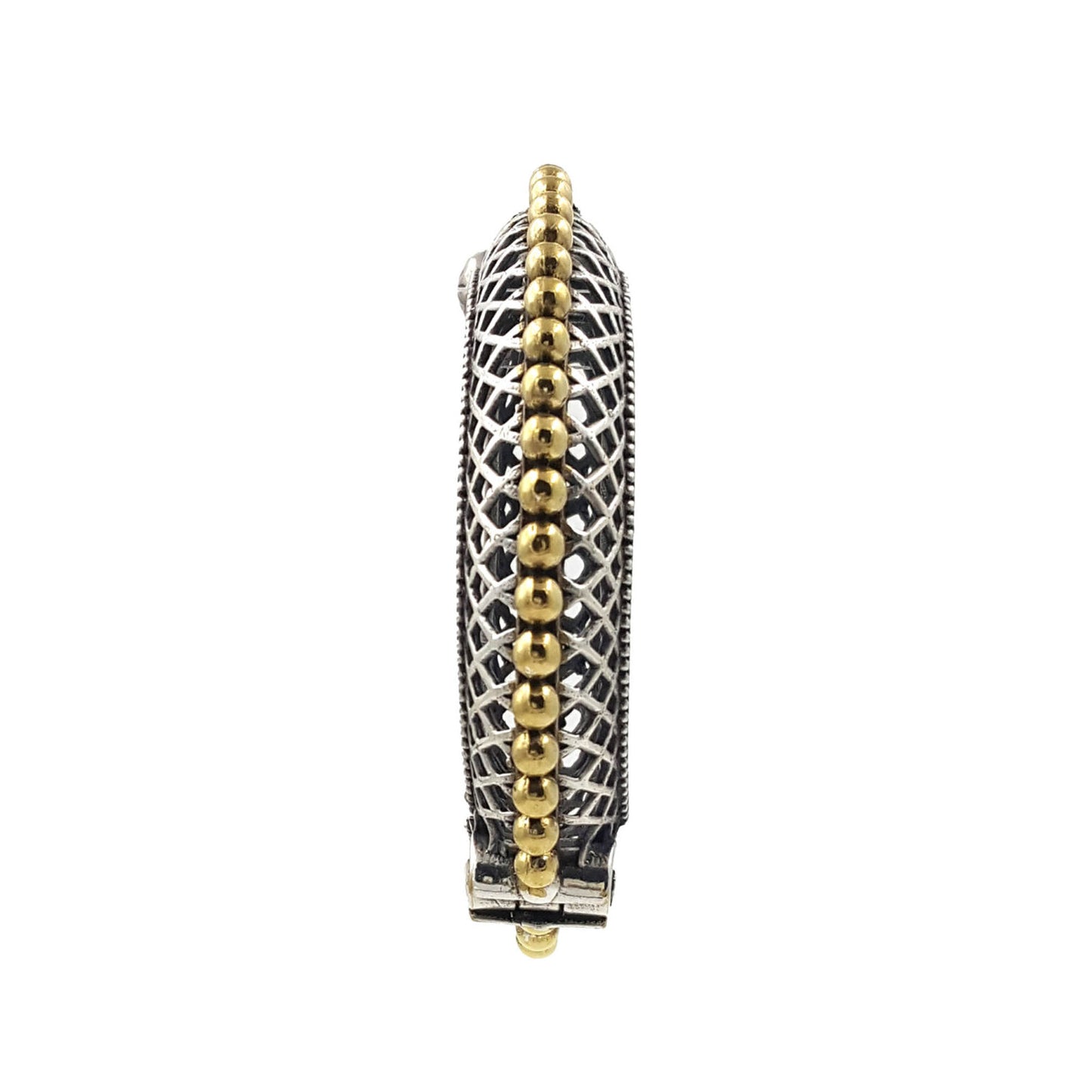 Dual Tone Silver Oxidised Jaya Kada Antique Handcrafted Bangle With Screw Opening