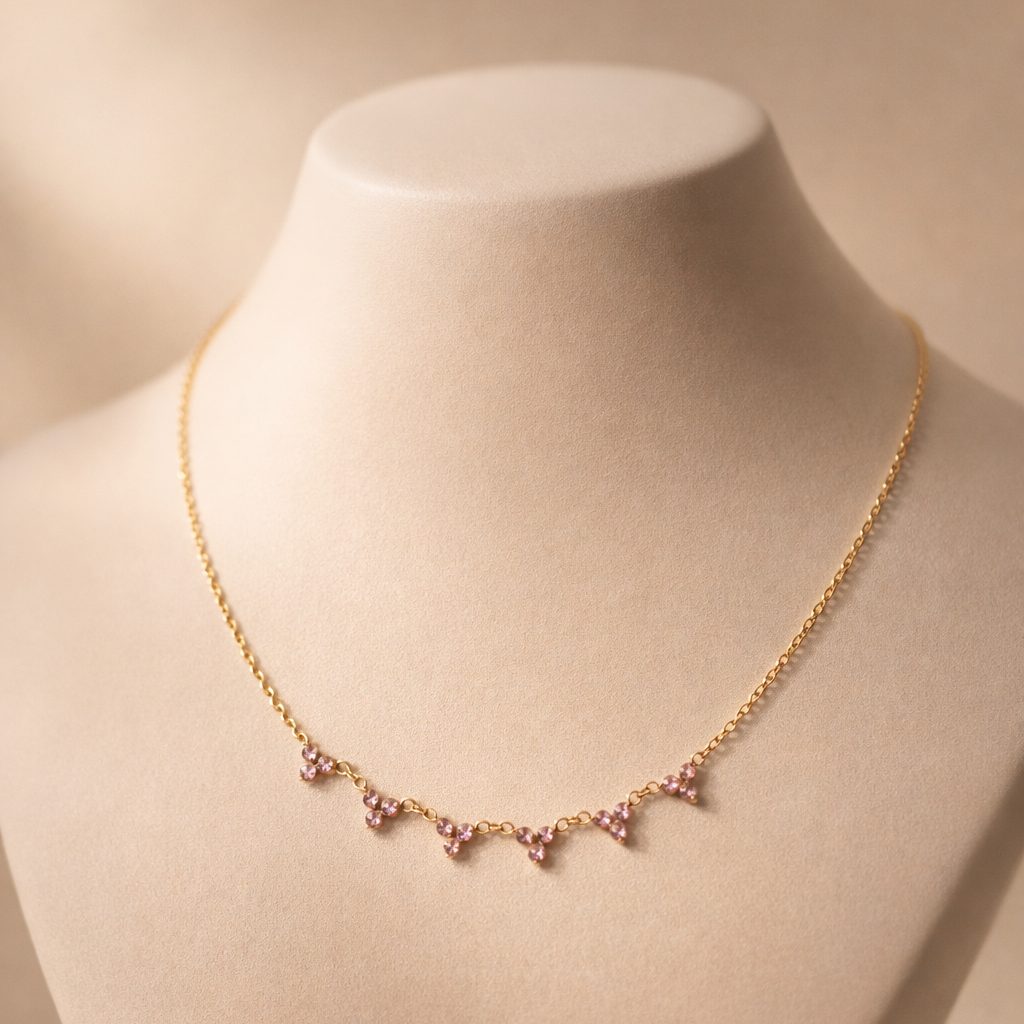 Pink Blossom Trio Drop Necklace