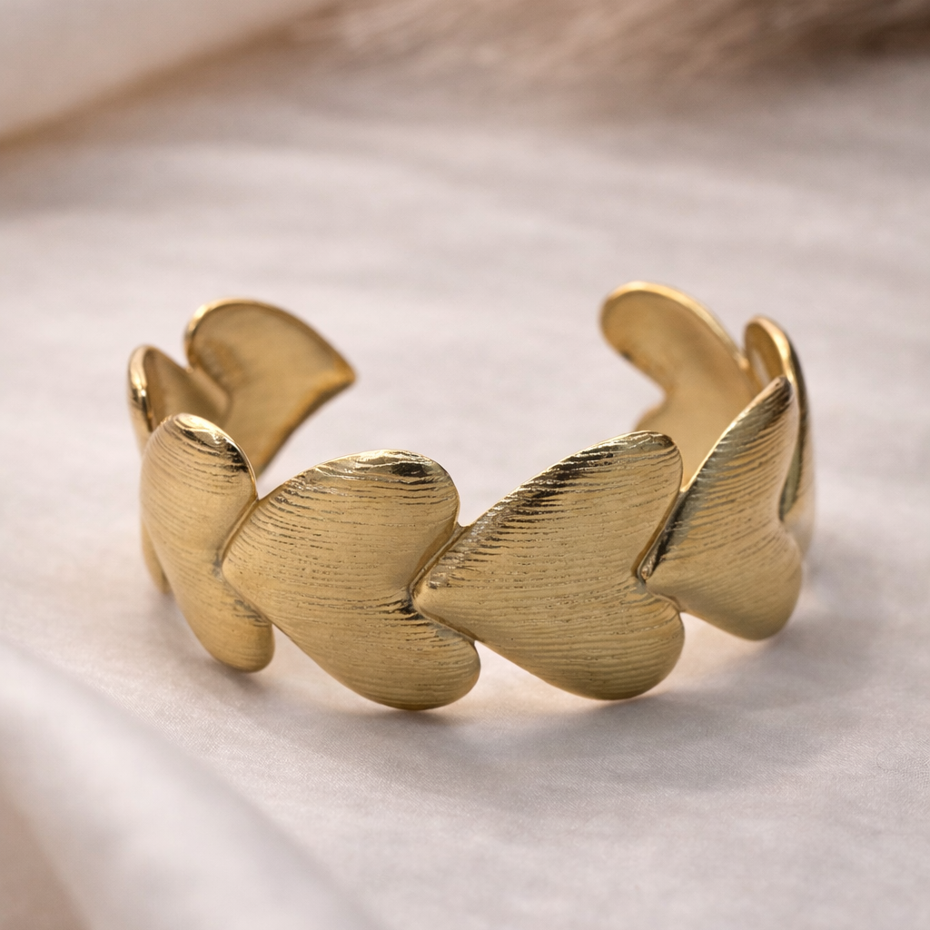Satin Finish Overlap Heart Cuff