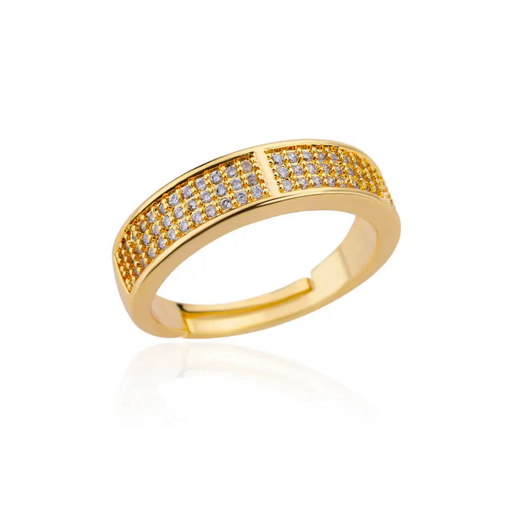 Chic Wide Triple-Row Pave Stackable Diamond Band