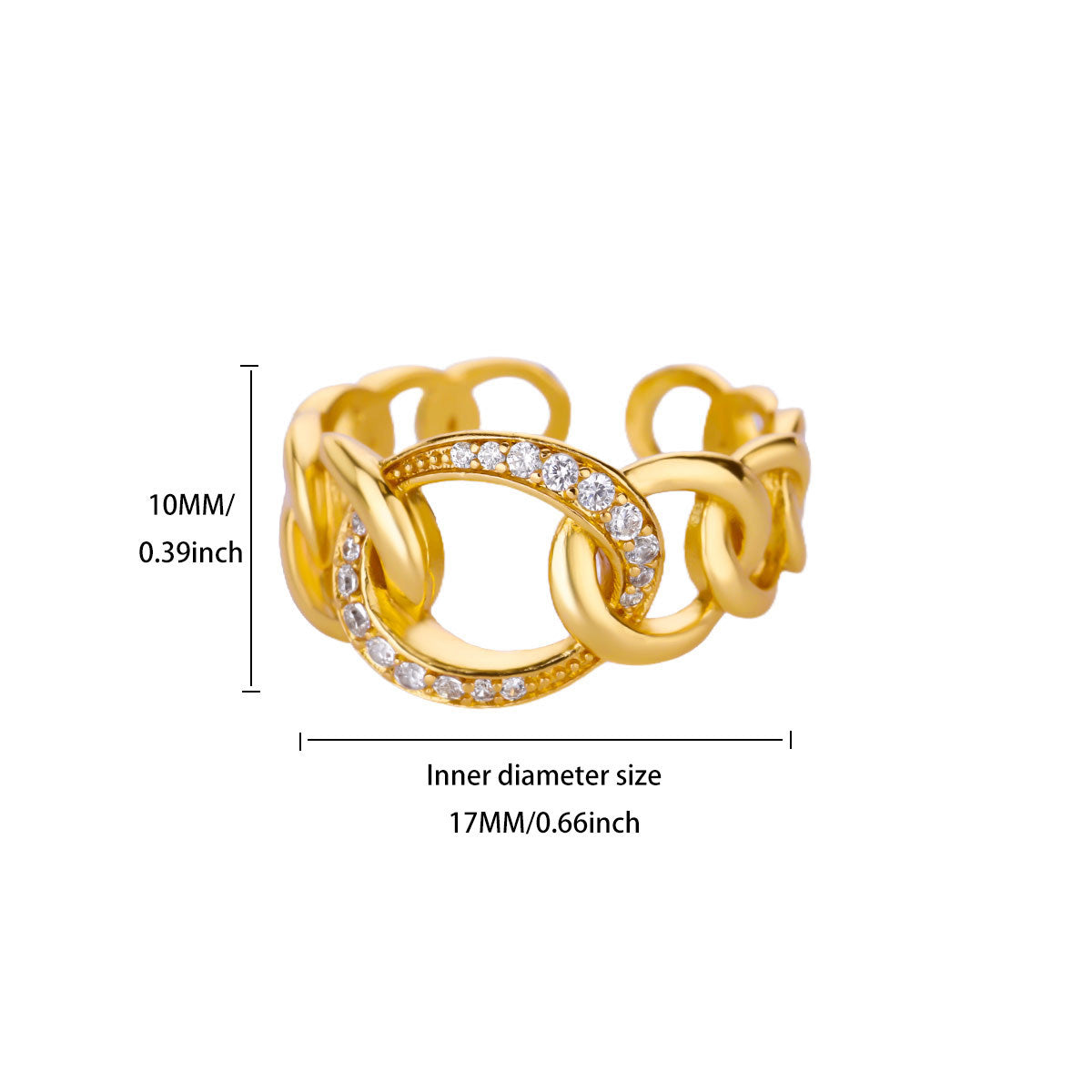 Chunky Pave Link Gold Statement Ring