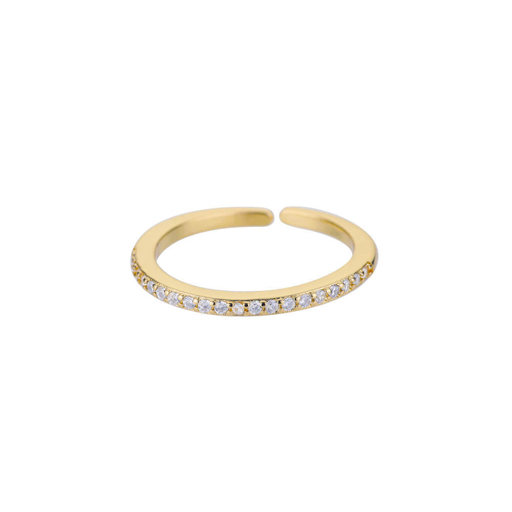 Classic Solitaire Pave Eternity Gold-Plated Band