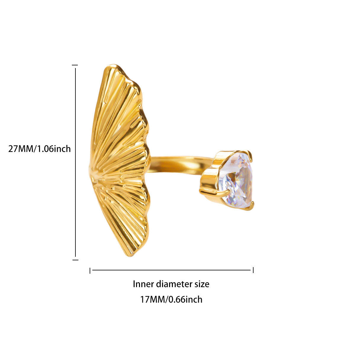 Asymmetric Fan & Pearl Solitaire Statement Ring