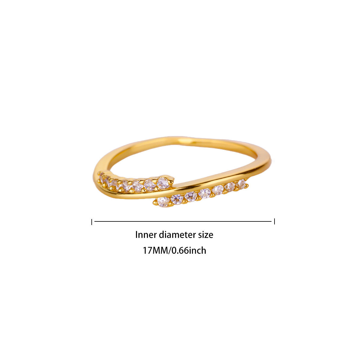 Fluid Angled Pave Wrap Stackable Gold Ring