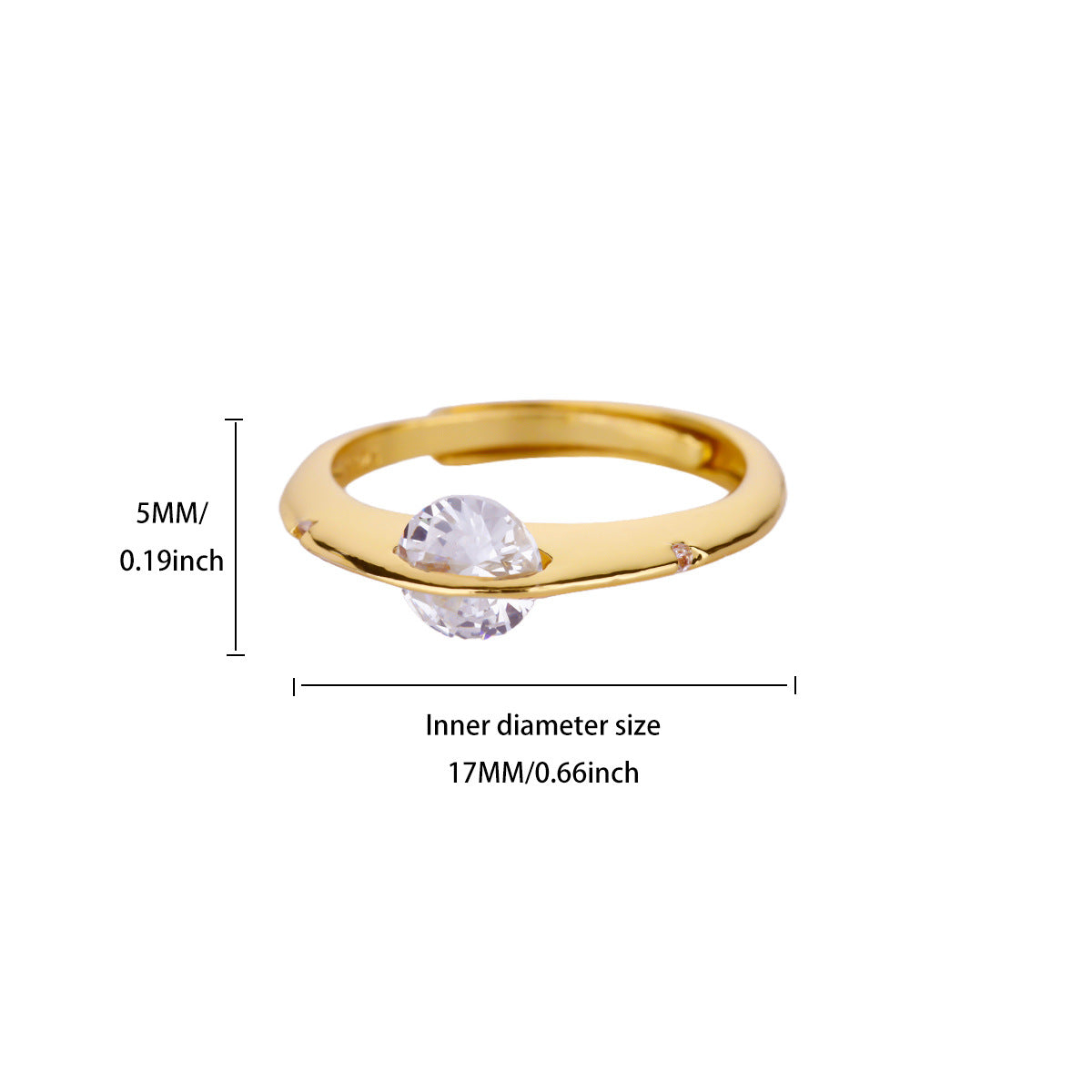 Chic Horizontal Solitaire Stackable Gold Plated Ring