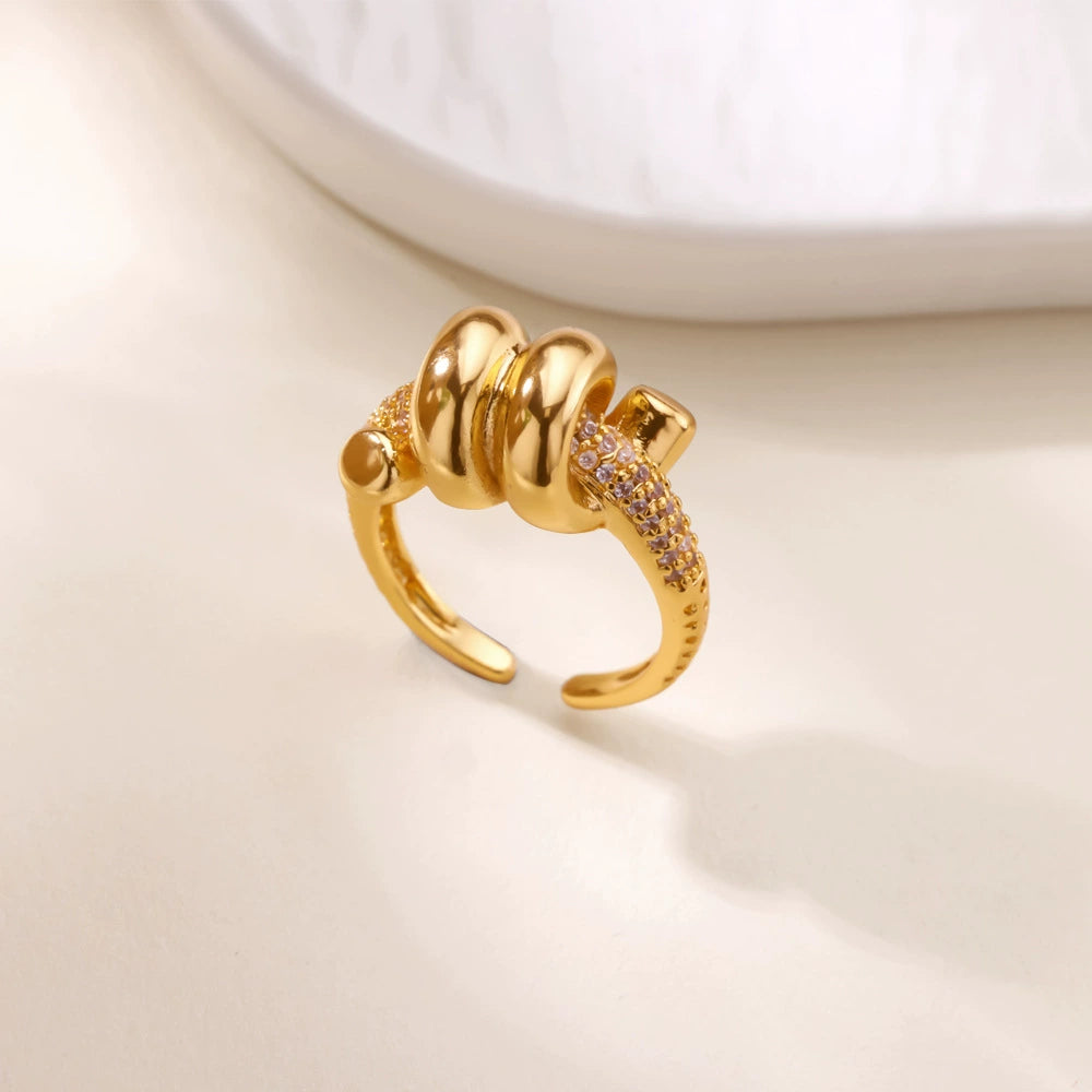 Chunky Pave Accent Rope Knot Adjustable Diamond Ring