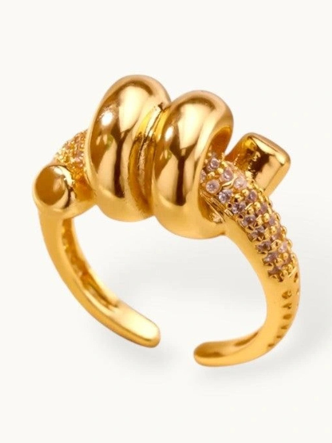 Chunky Pave Accent Rope Knot Adjustable Diamond Ring