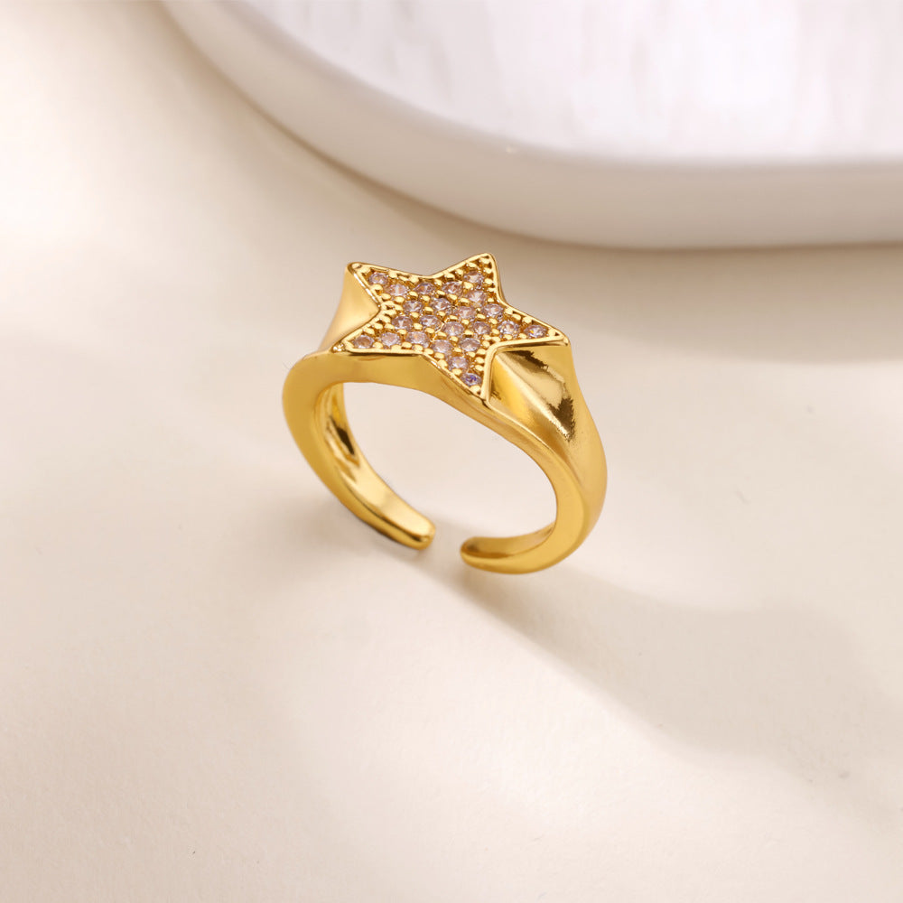 Bold Pave Star Statement Gold Plated Diamond Ring