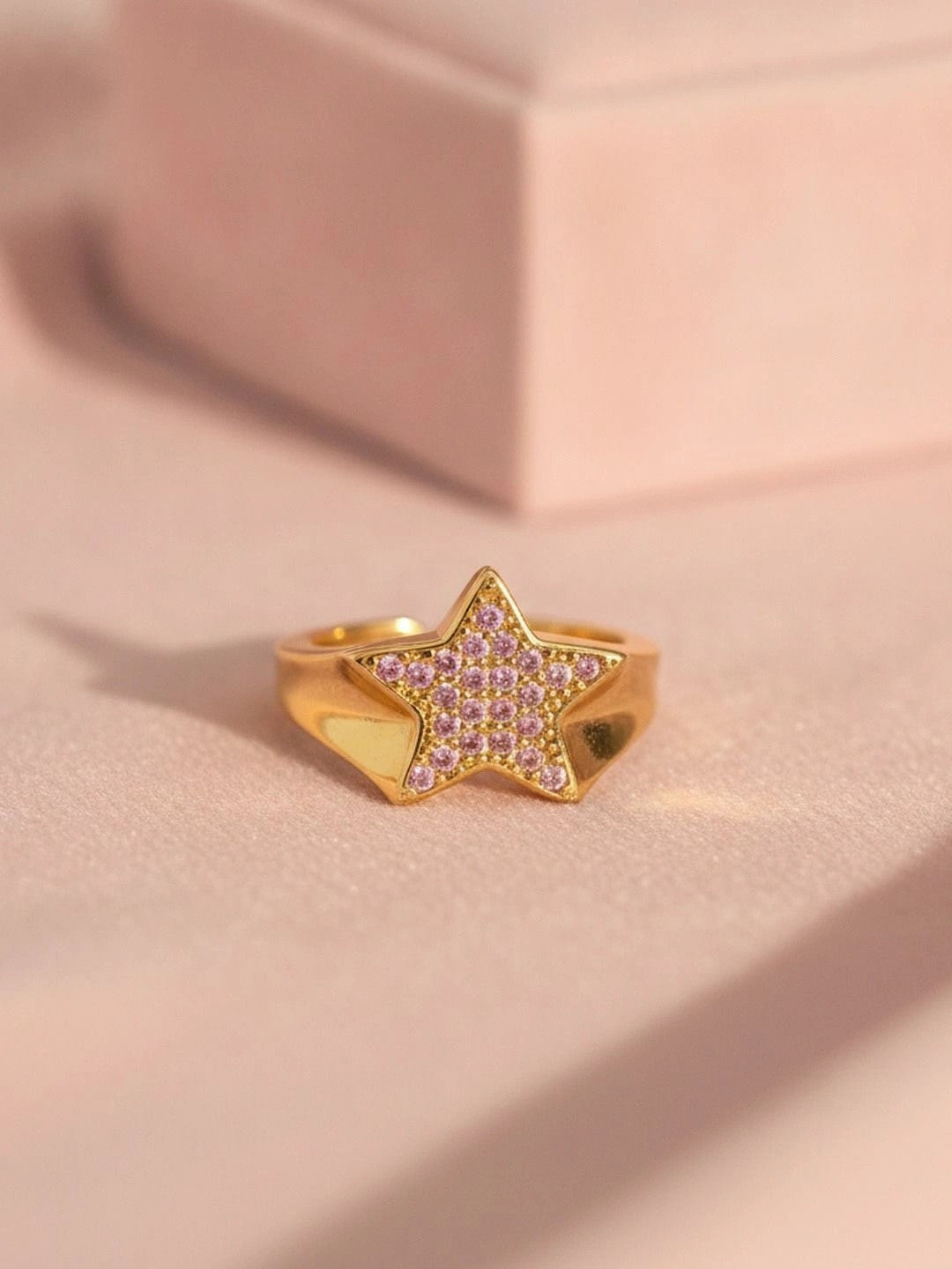 Bold Pave Star Statement Gold Plated Diamond Ring