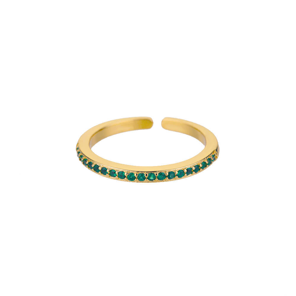 Classic Emerald Pave Eternity Stackable Band Ring