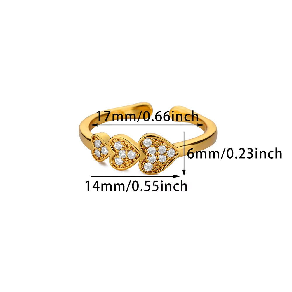 Graduated Triple Pave Heart Shaped Stackable Diamond Ring